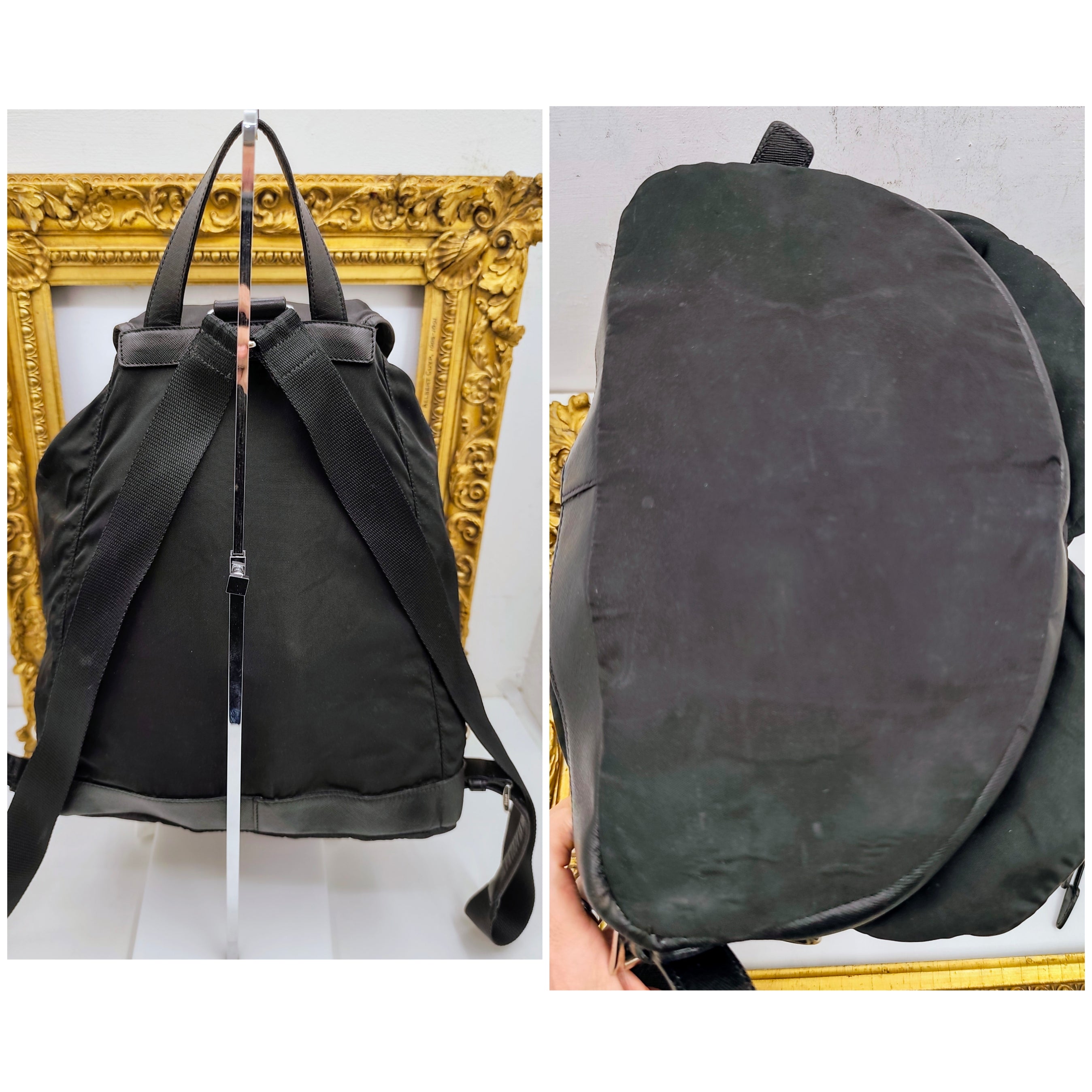 Prada – Zaino Grande in Nylon e Pelle Saffiano Nero Semirigido