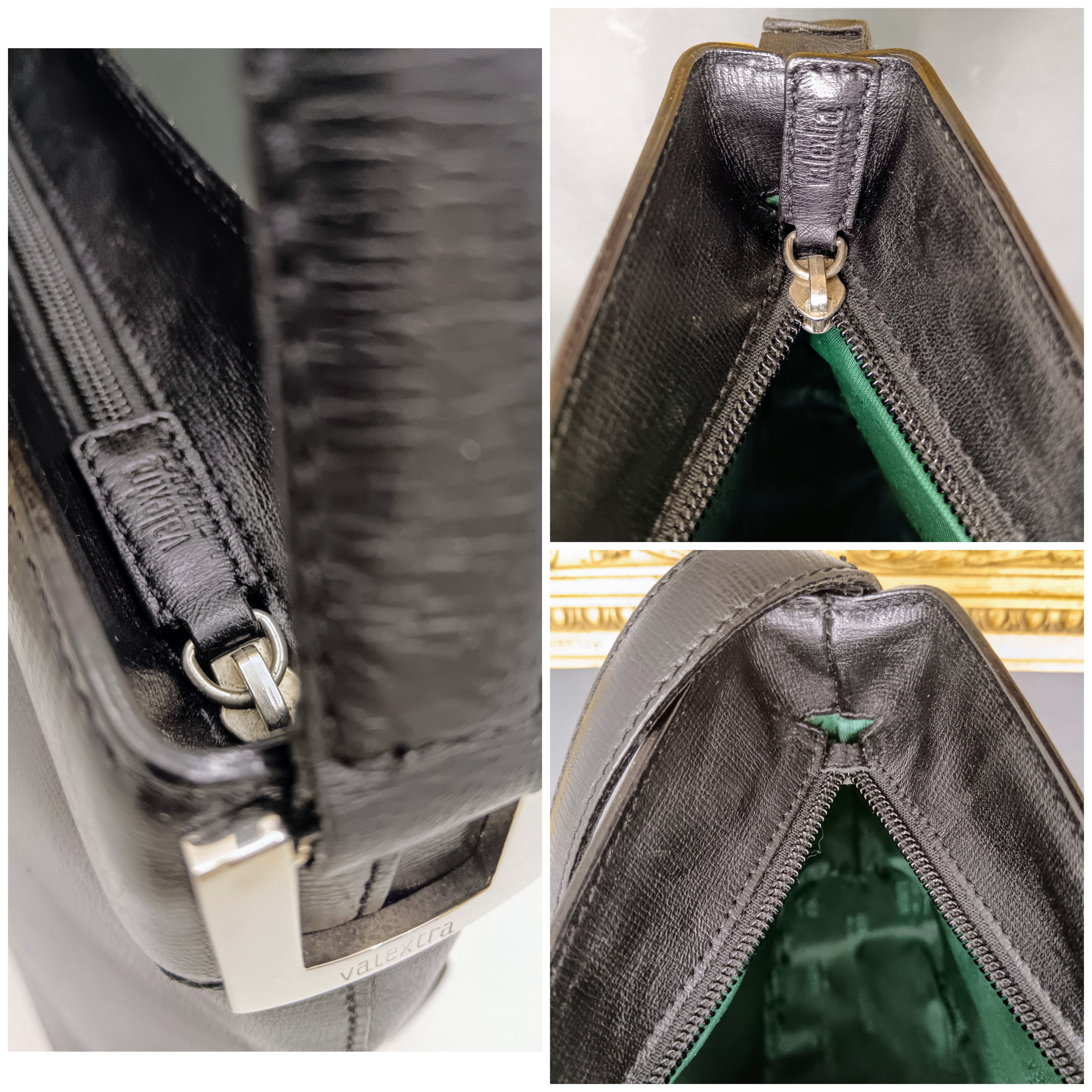 Valextra – Borsa a spalla in pelle Millepunte nera