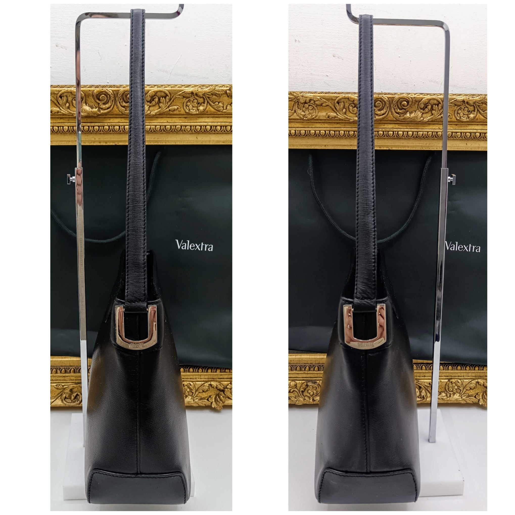 Valextra – Borsa a spalla in pelle Millepunte nera