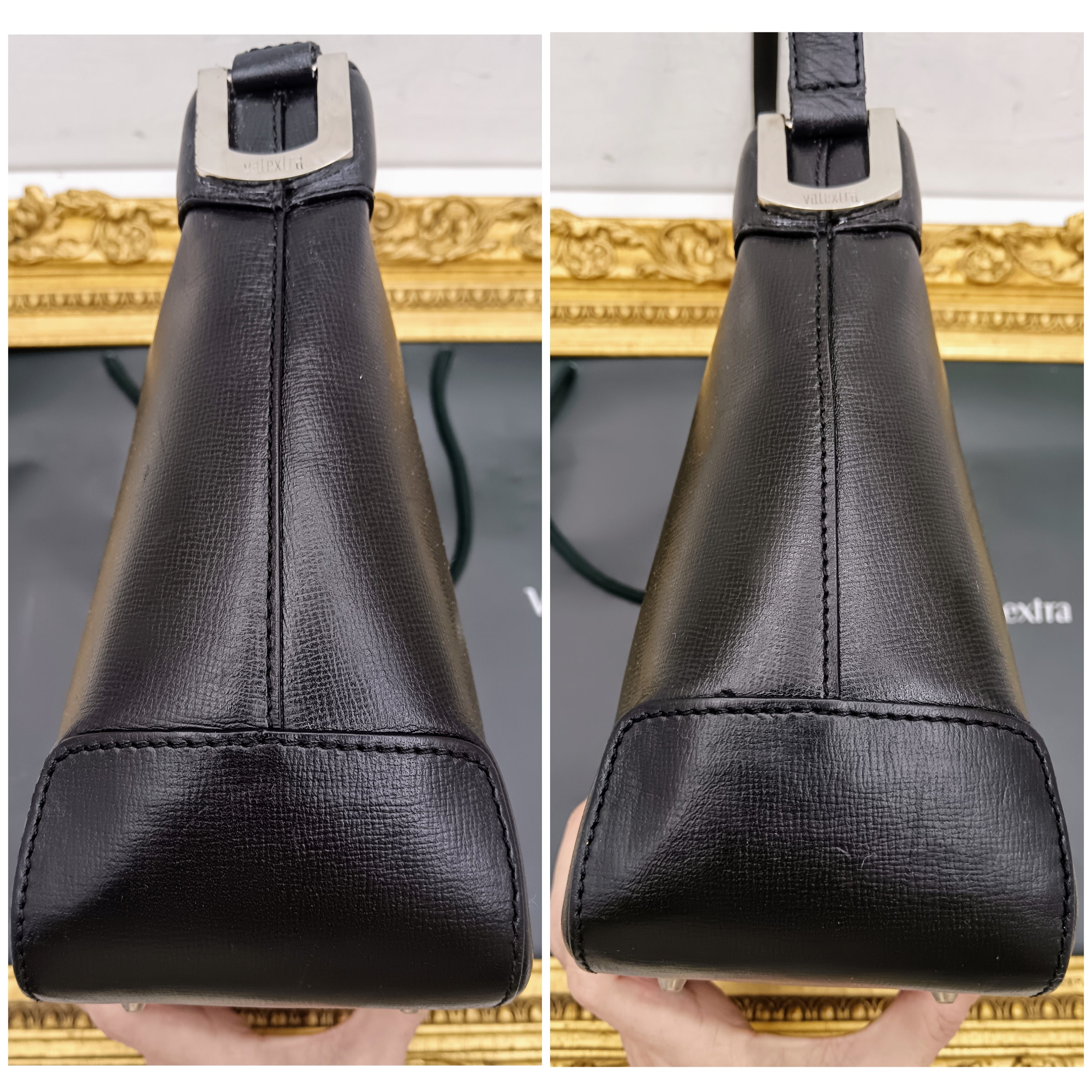 Valextra – Borsa a spalla in pelle Millepunte nera