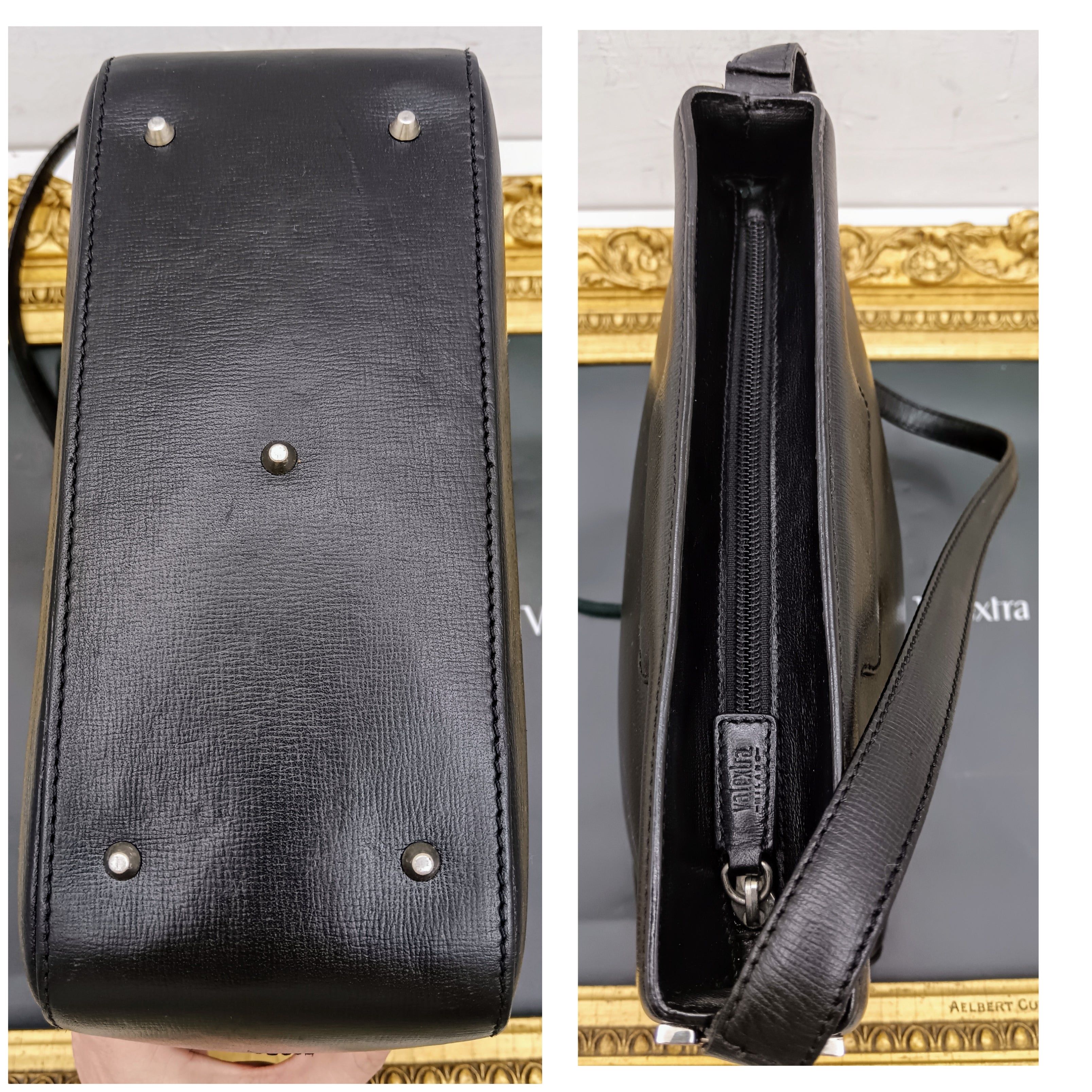 Valextra – Borsa a spalla in pelle Millepunte nera