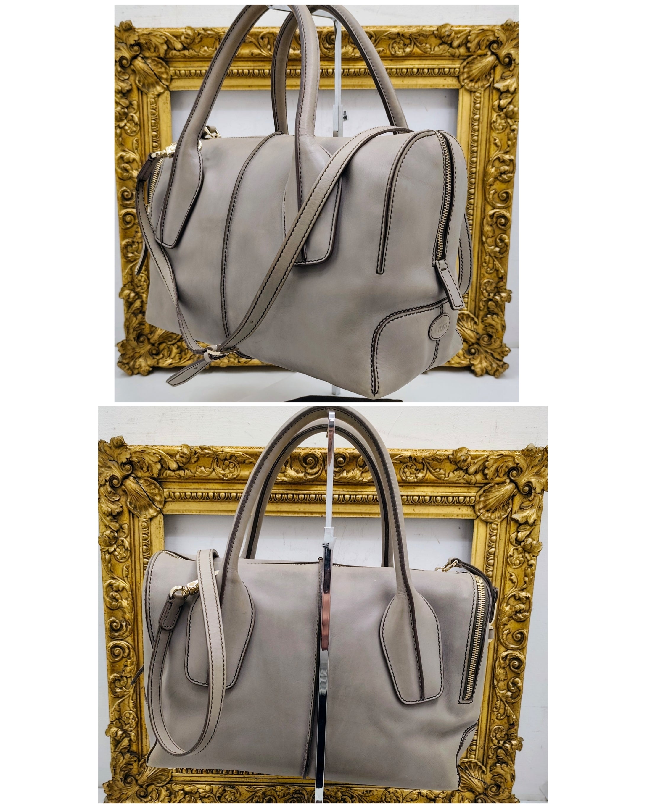 Tod's – Bauletto "D-Styling" pelle grigio perla con tracolla