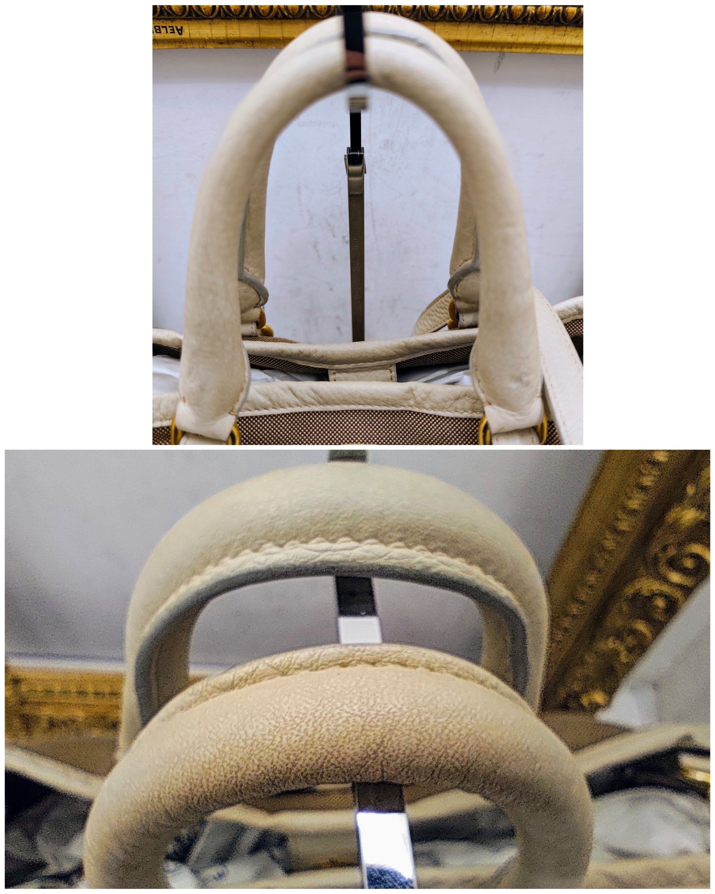 Prada - Tote Bag Shopper Media Canapa Jacquard Beige e Avorio