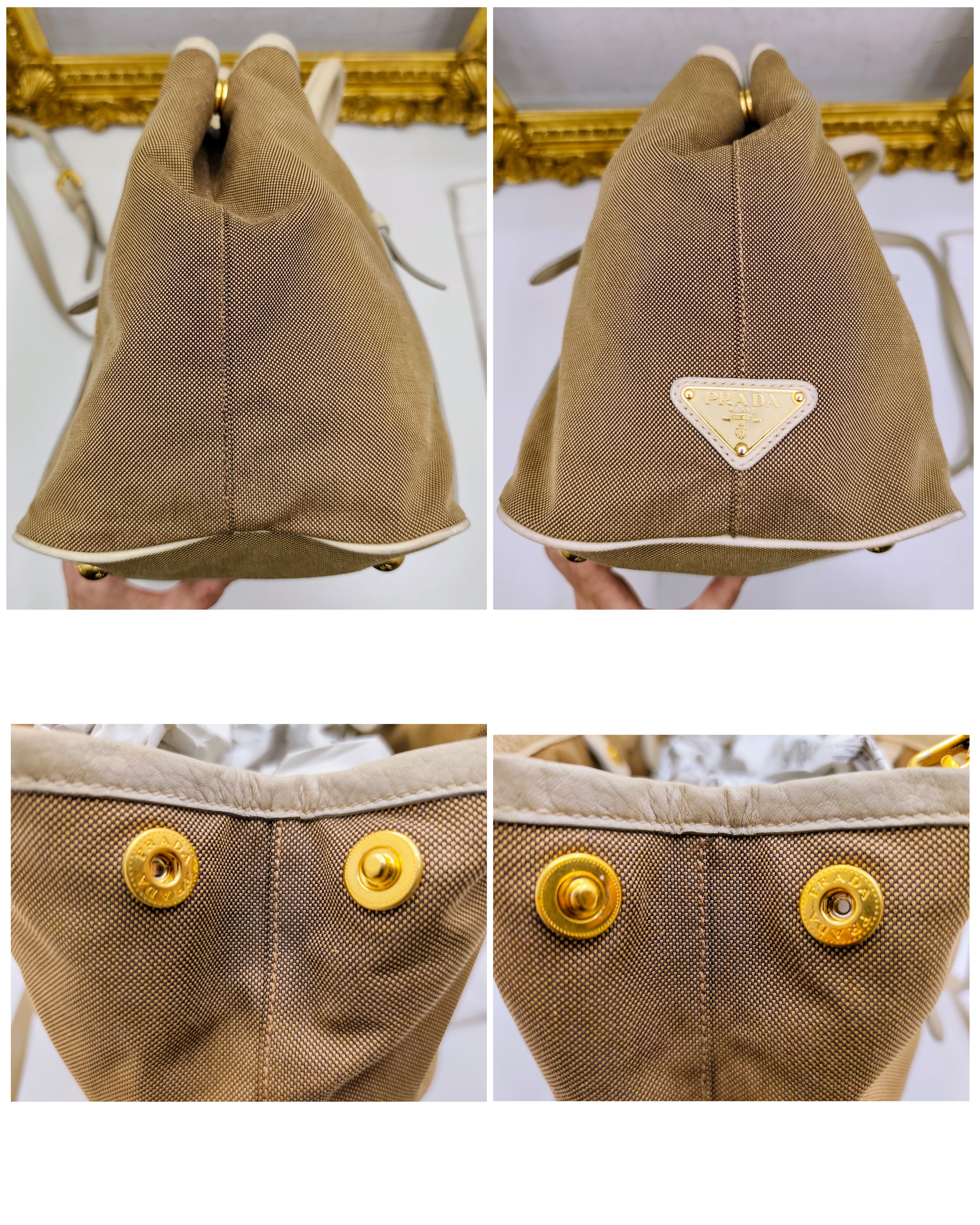 Prada - Tote Bag Shopper Media Canapa Jacquard Beige e Avorio