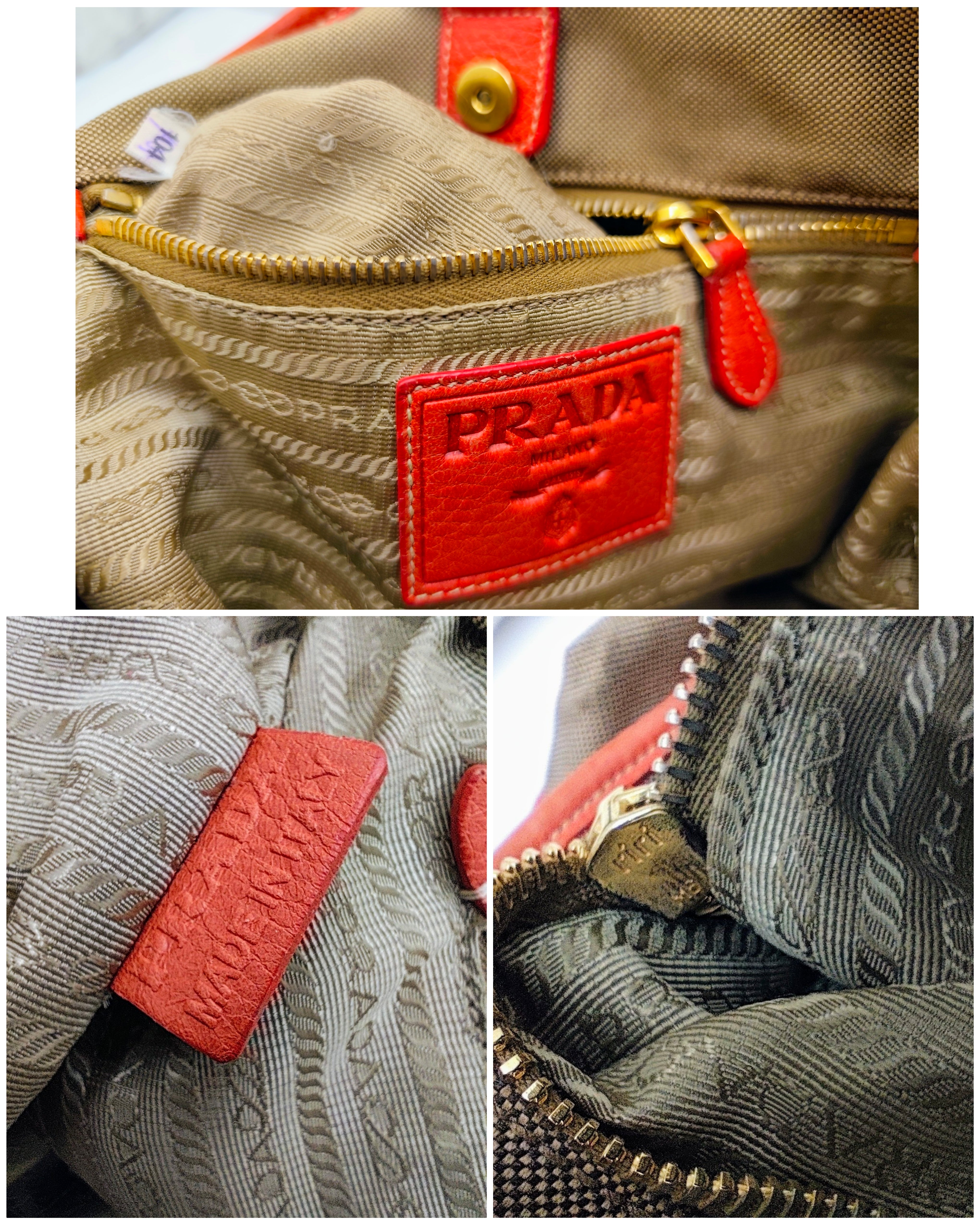 Prada – Shopper Tote Bag Media Logo Jacquard Beige e Corallo