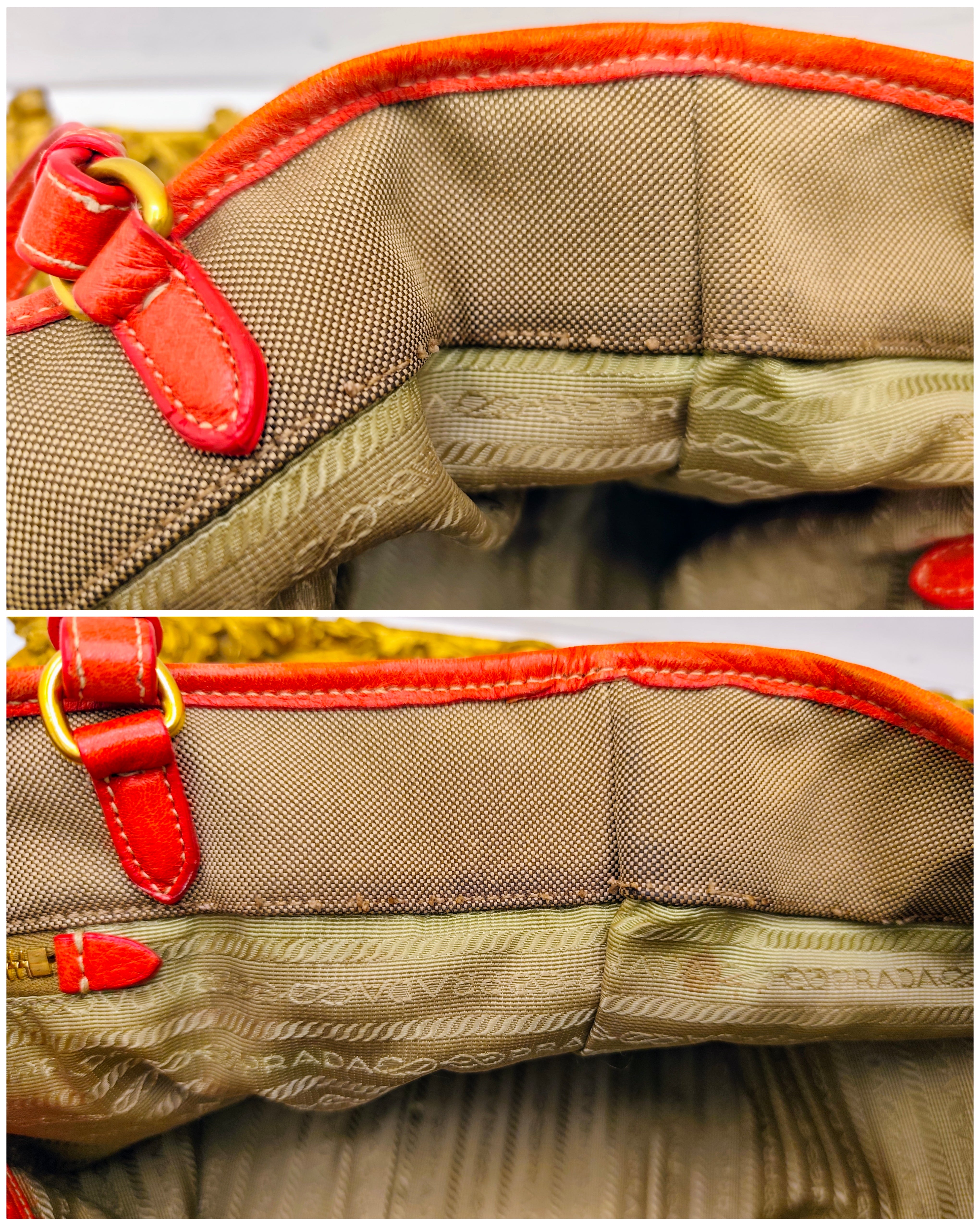 Prada – Shopper Tote Bag Media Logo Jacquard Beige e Corallo