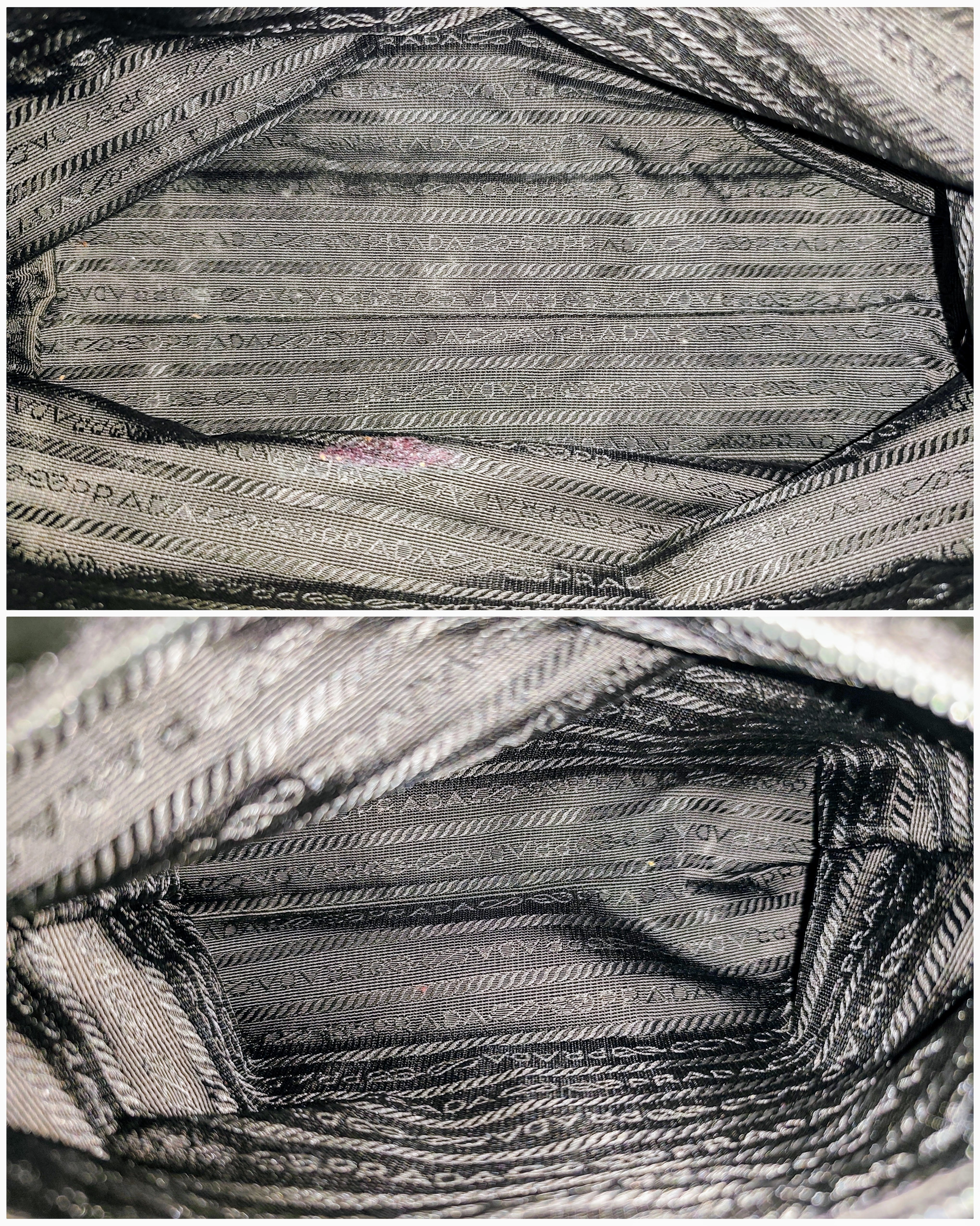 Prada – Tote Bag Shopper Mini Logo Jacquard Nylon e Pelle a Spalla o Tracolla