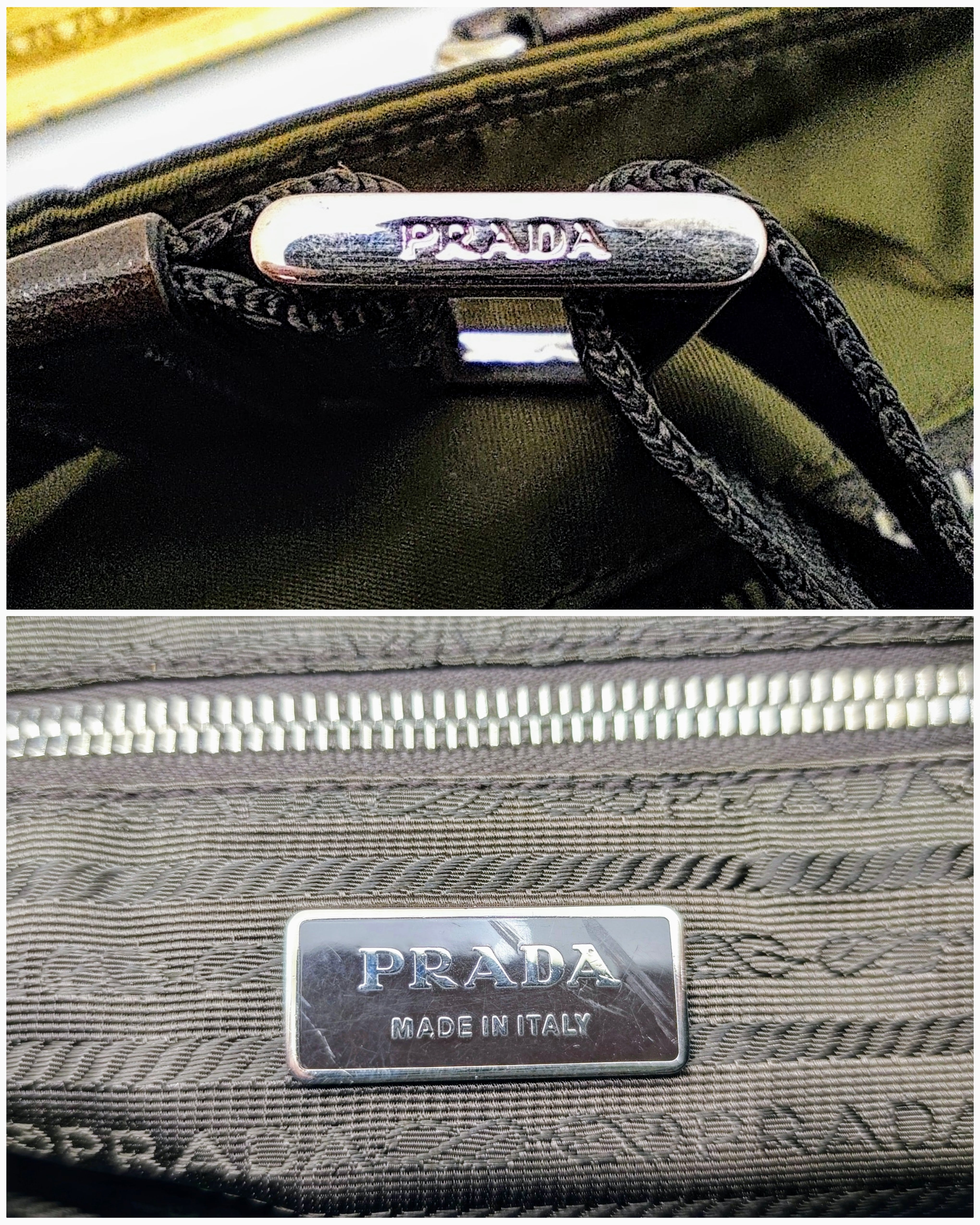 Prada – Tote Bag Shopper Mini Logo Jacquard Nylon e Pelle a Spalla o Tracolla