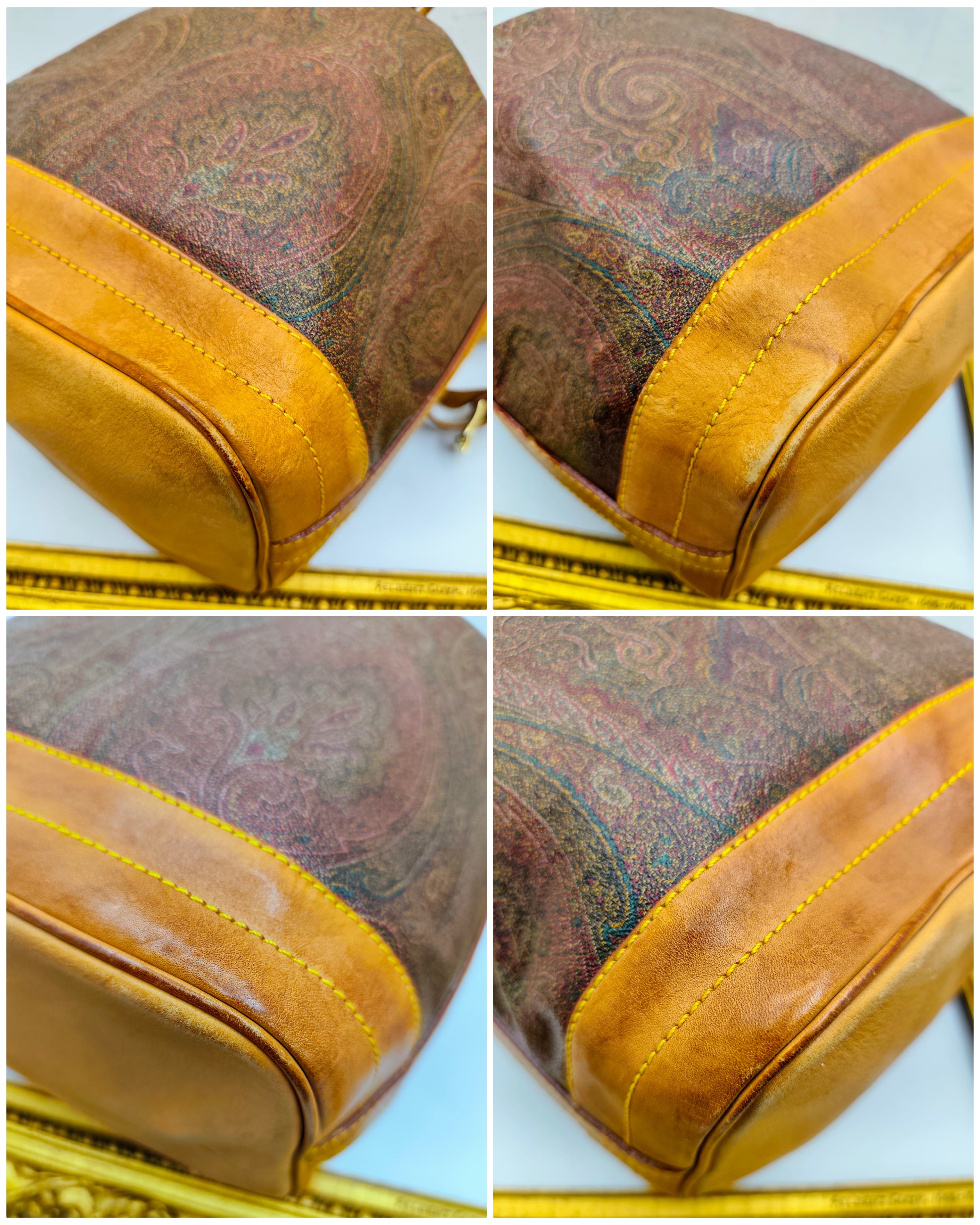 Etro – Secchiello Paisley Jacquard e pelle di vacchetta Beige Vintage