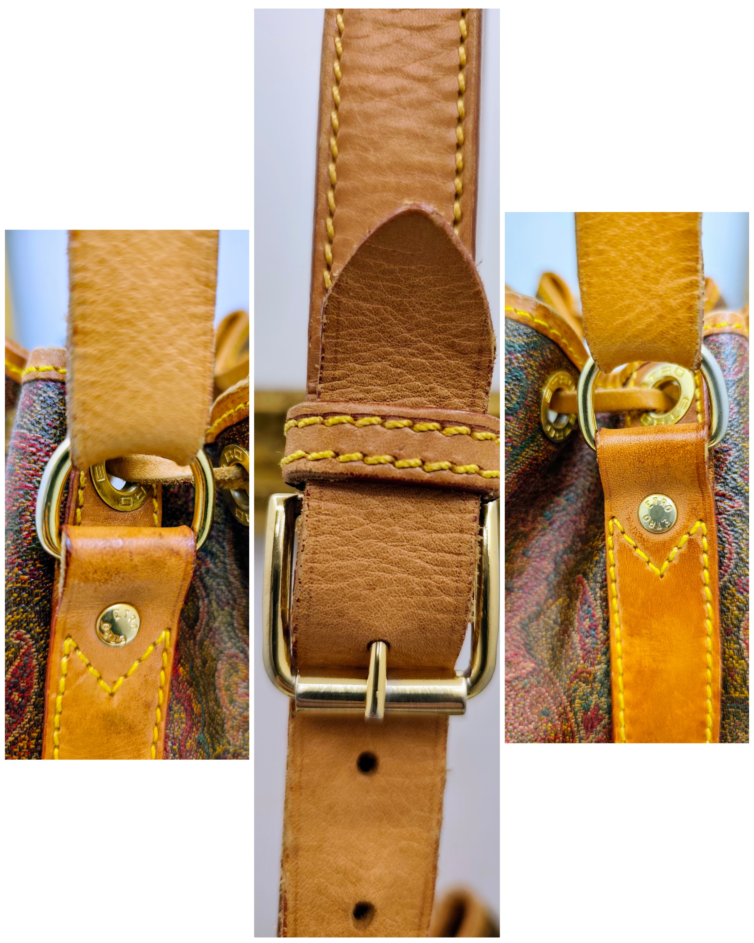 Etro – Secchiello Paisley Jacquard e pelle di vacchetta Beige Vintage