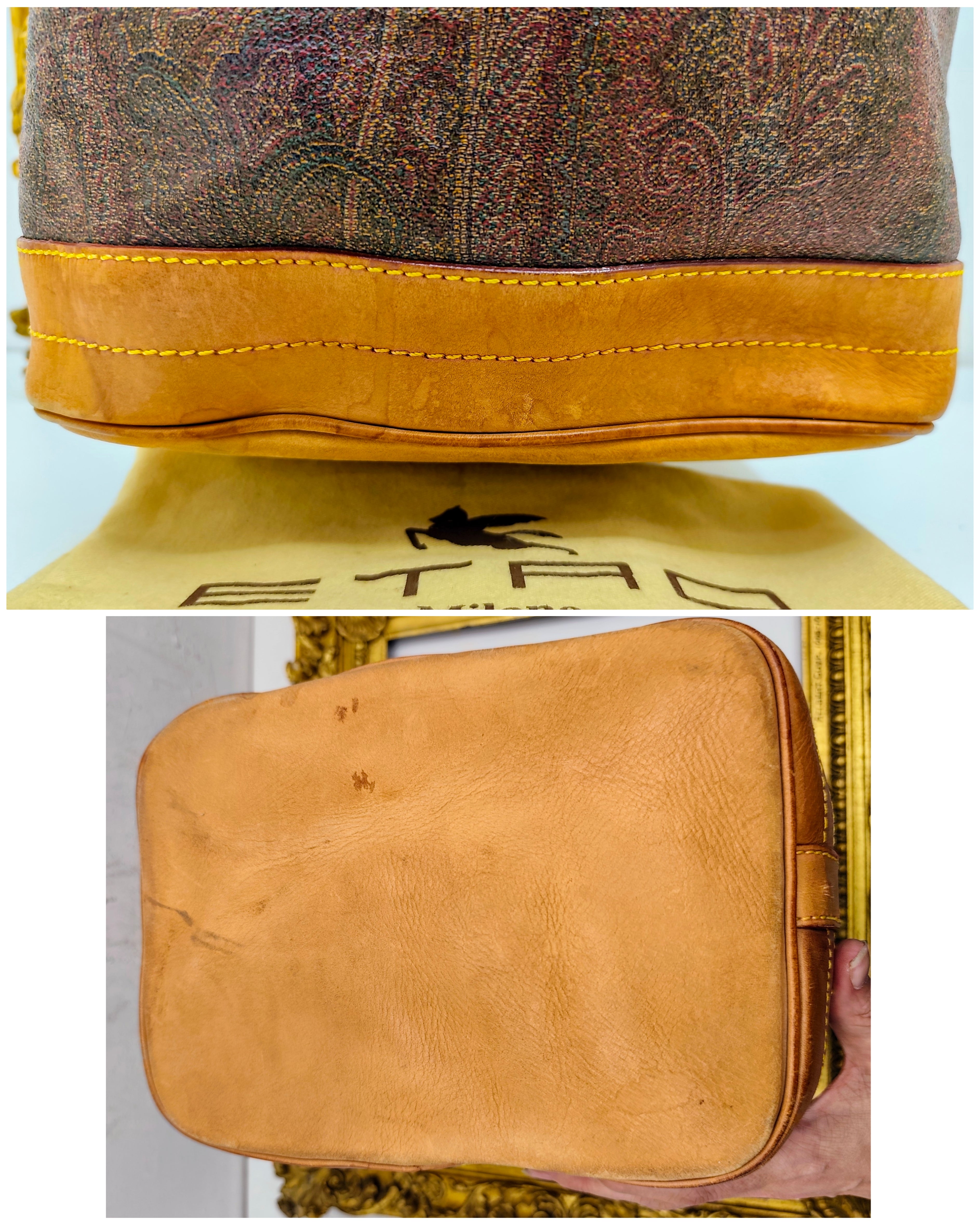 Etro – Secchiello Paisley Jacquard e pelle di vacchetta Beige Vintage