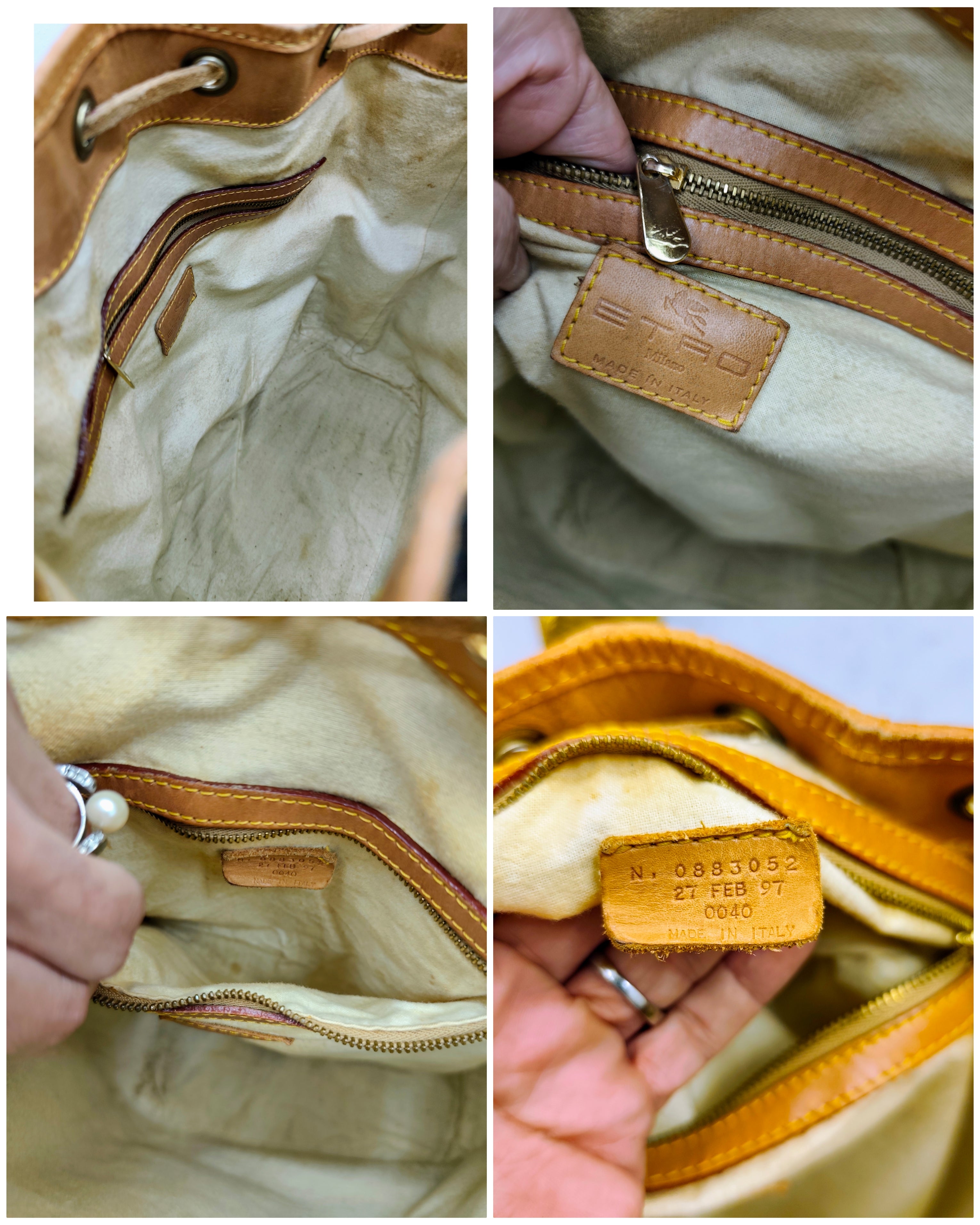 Etro – Secchiello Paisley Jacquard e pelle di vacchetta Beige Vintage