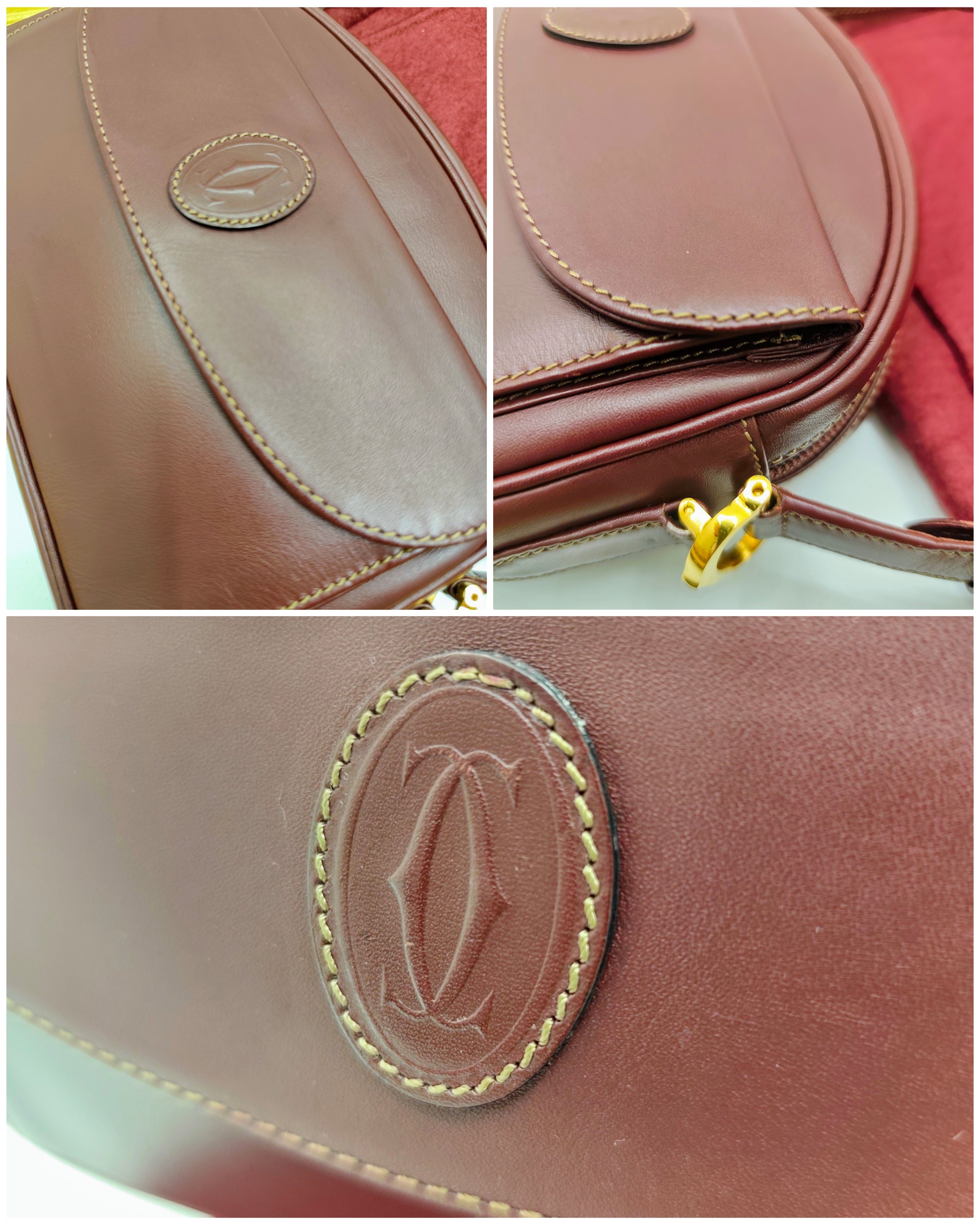 Cartier – Borsetta Elegante a Spalla Pelle Bordeaux Vintage