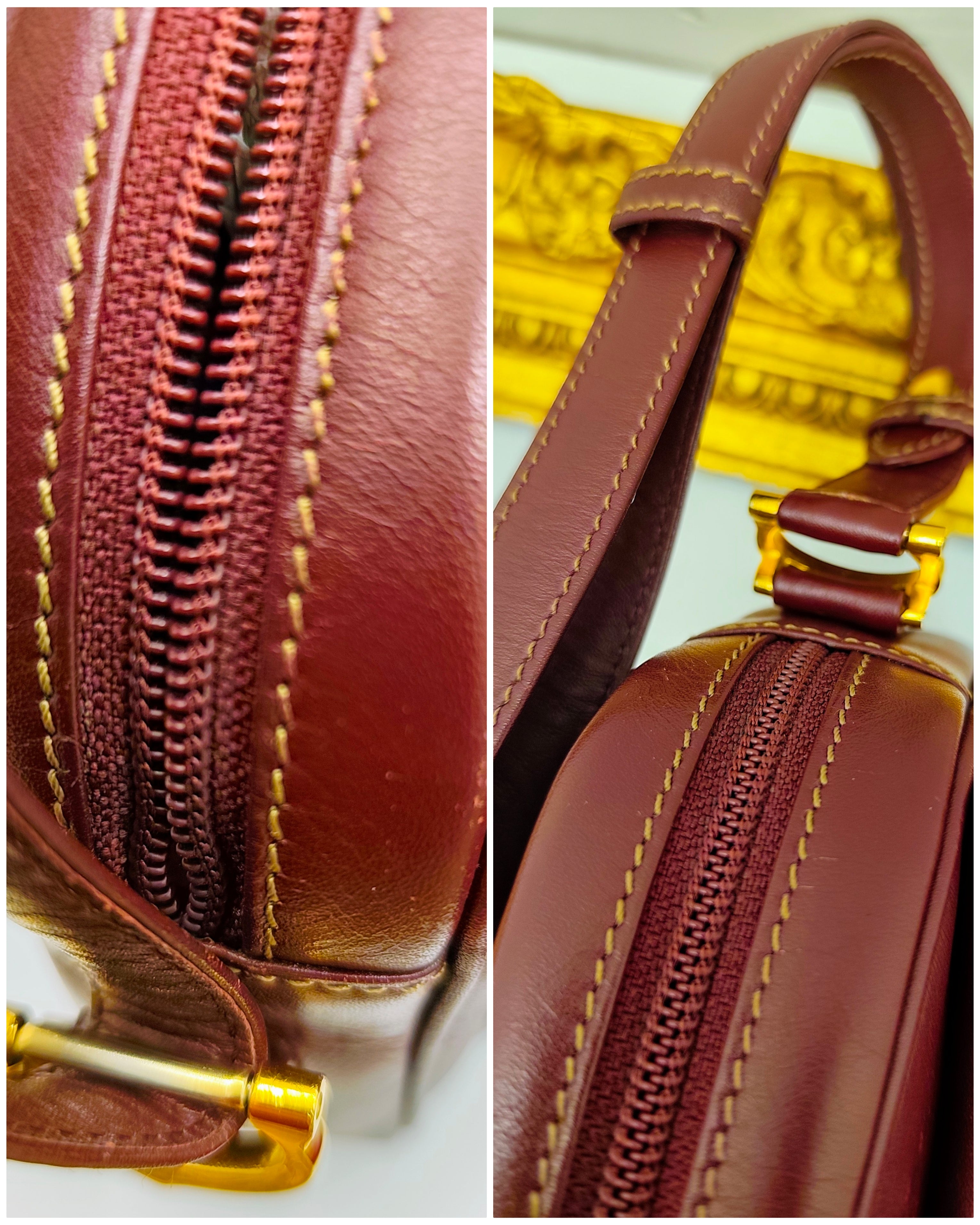 Cartier – Borsetta Elegante a Spalla Pelle Bordeaux Vintage