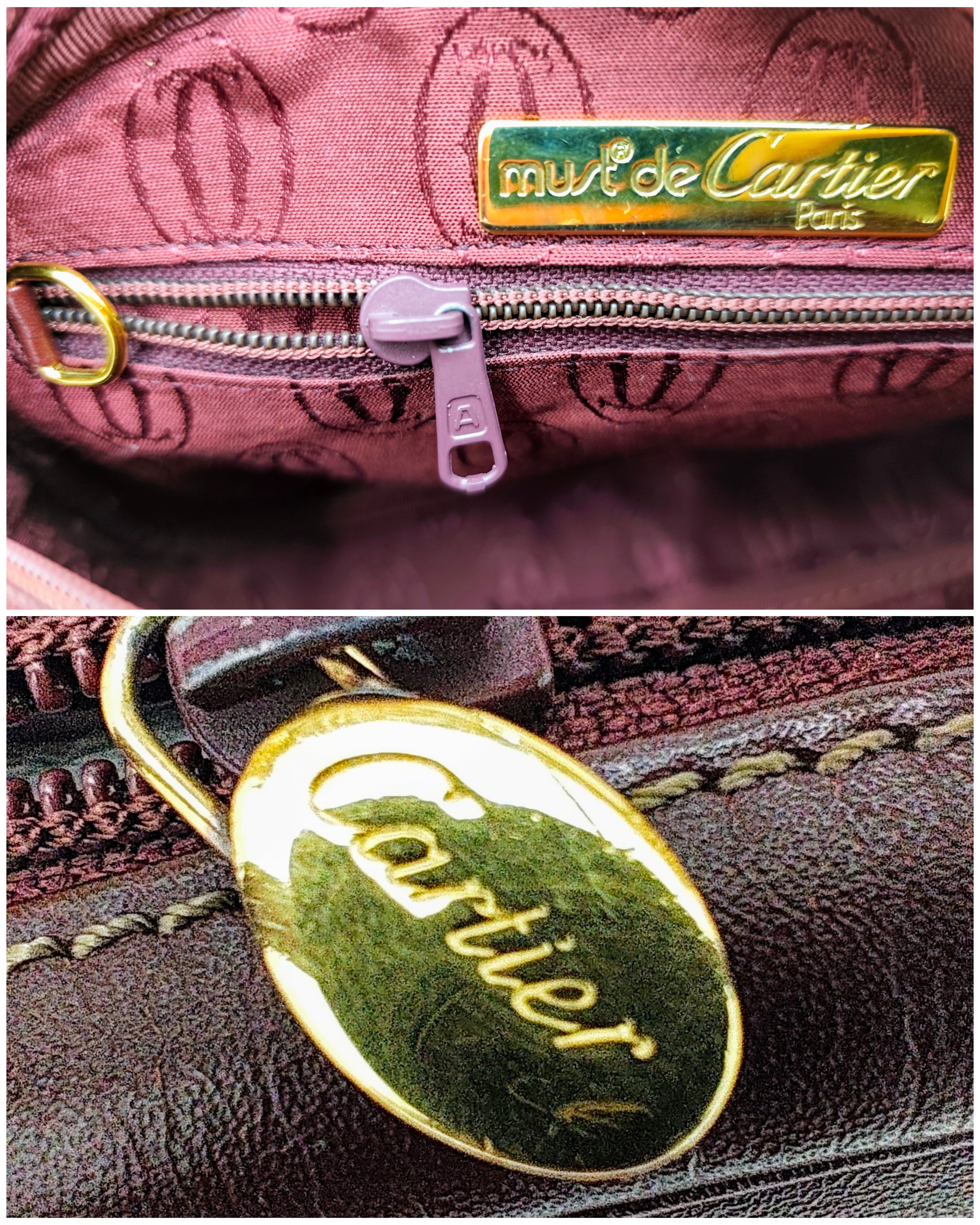 Cartier – Borsetta Elegante a Spalla Pelle Bordeaux Vintage