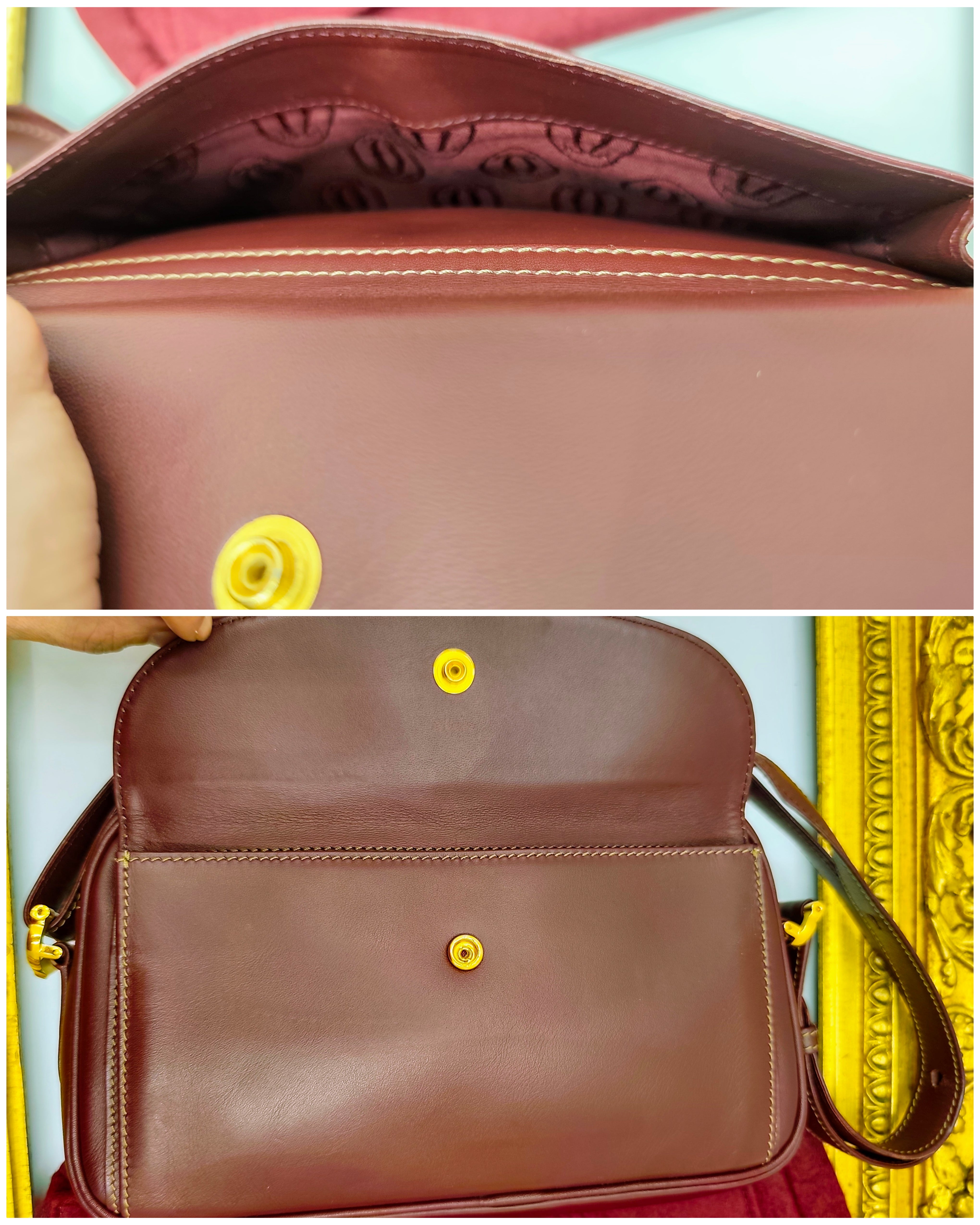 Cartier – Borsetta Elegante a Spalla Pelle Bordeaux Vintage