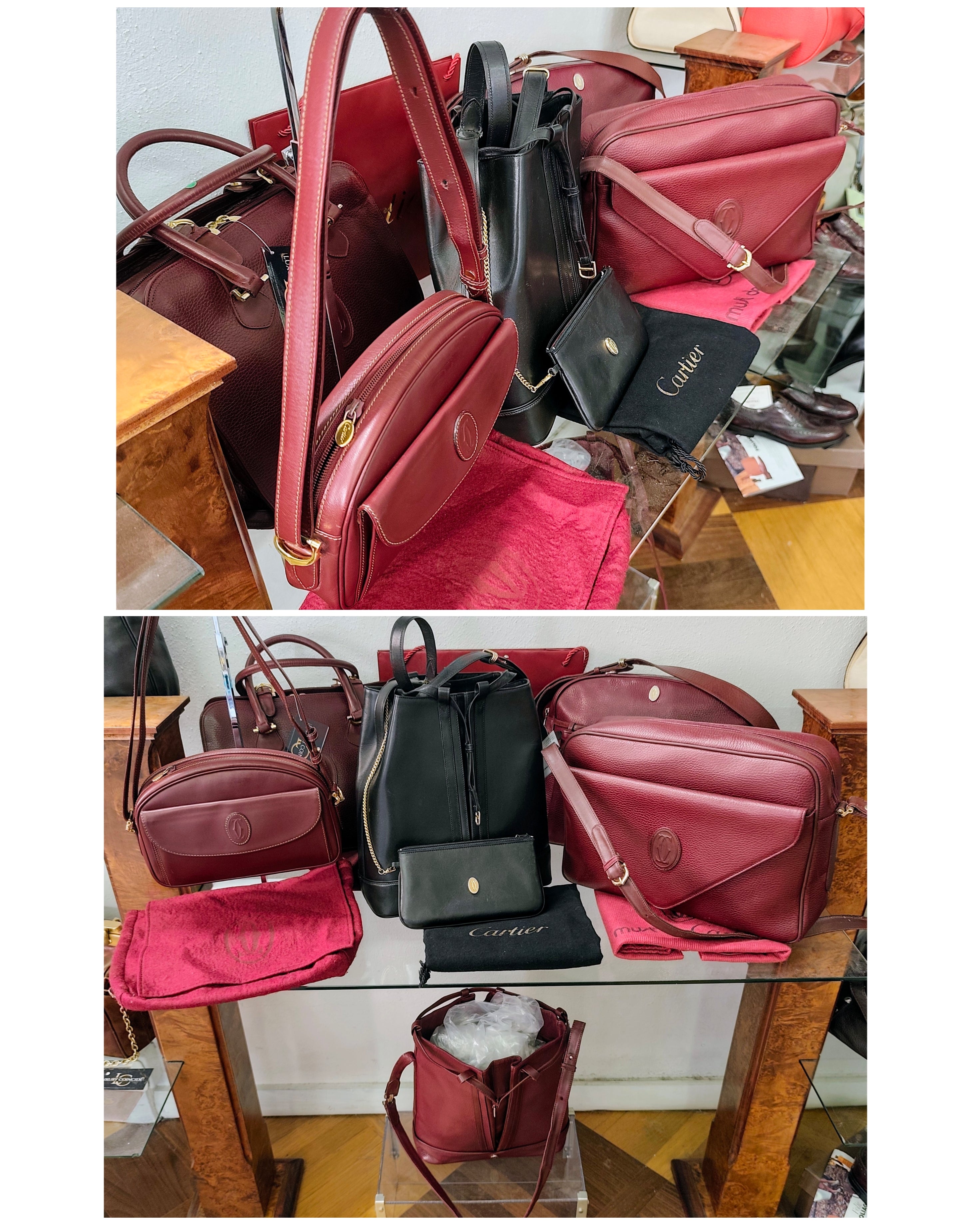 Cartier – Borsetta Elegante a Spalla Pelle Bordeaux Vintage