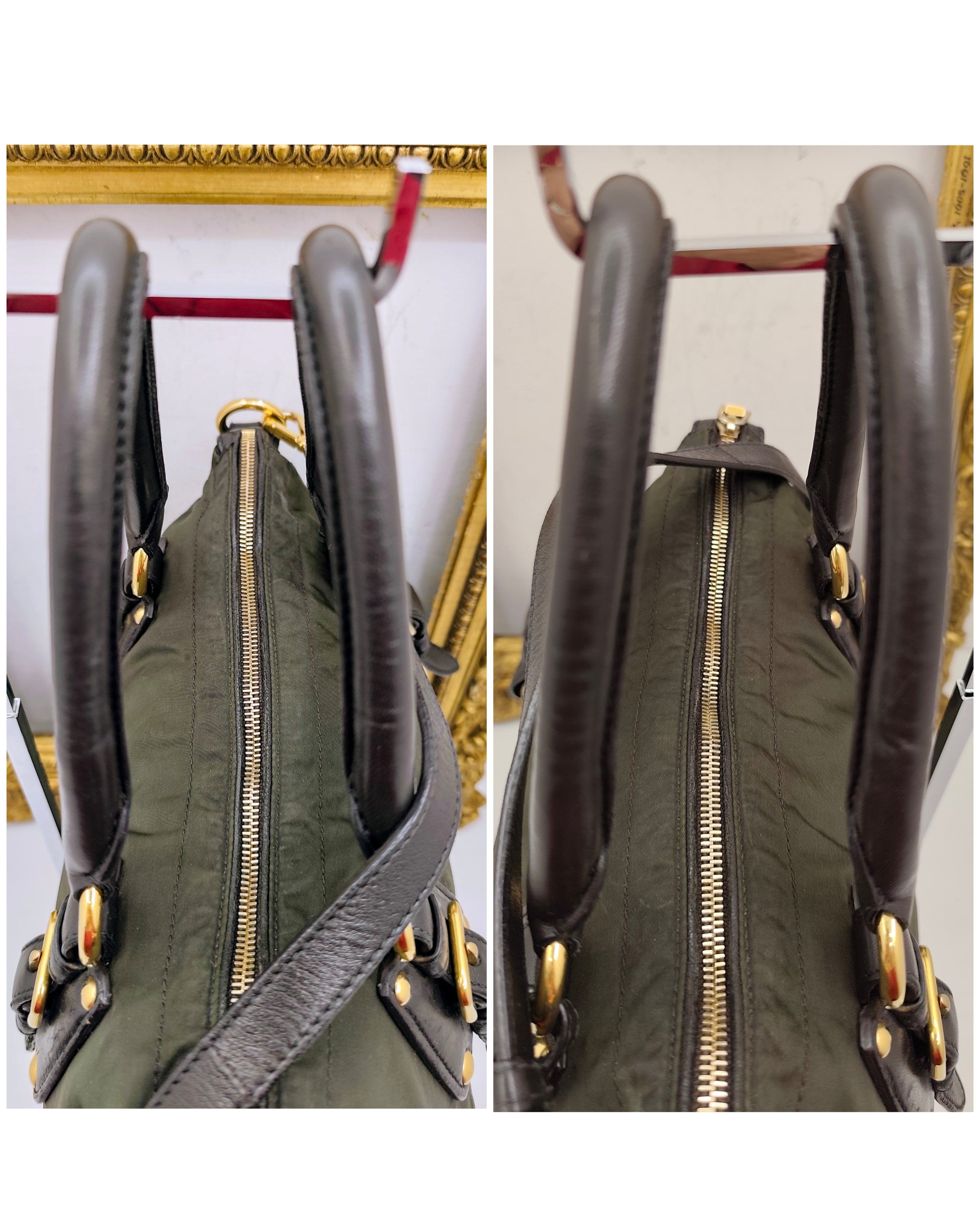 Prada – Shopper Tote Bag Logo Jacquard Tessuto e Pelle con Tracolla