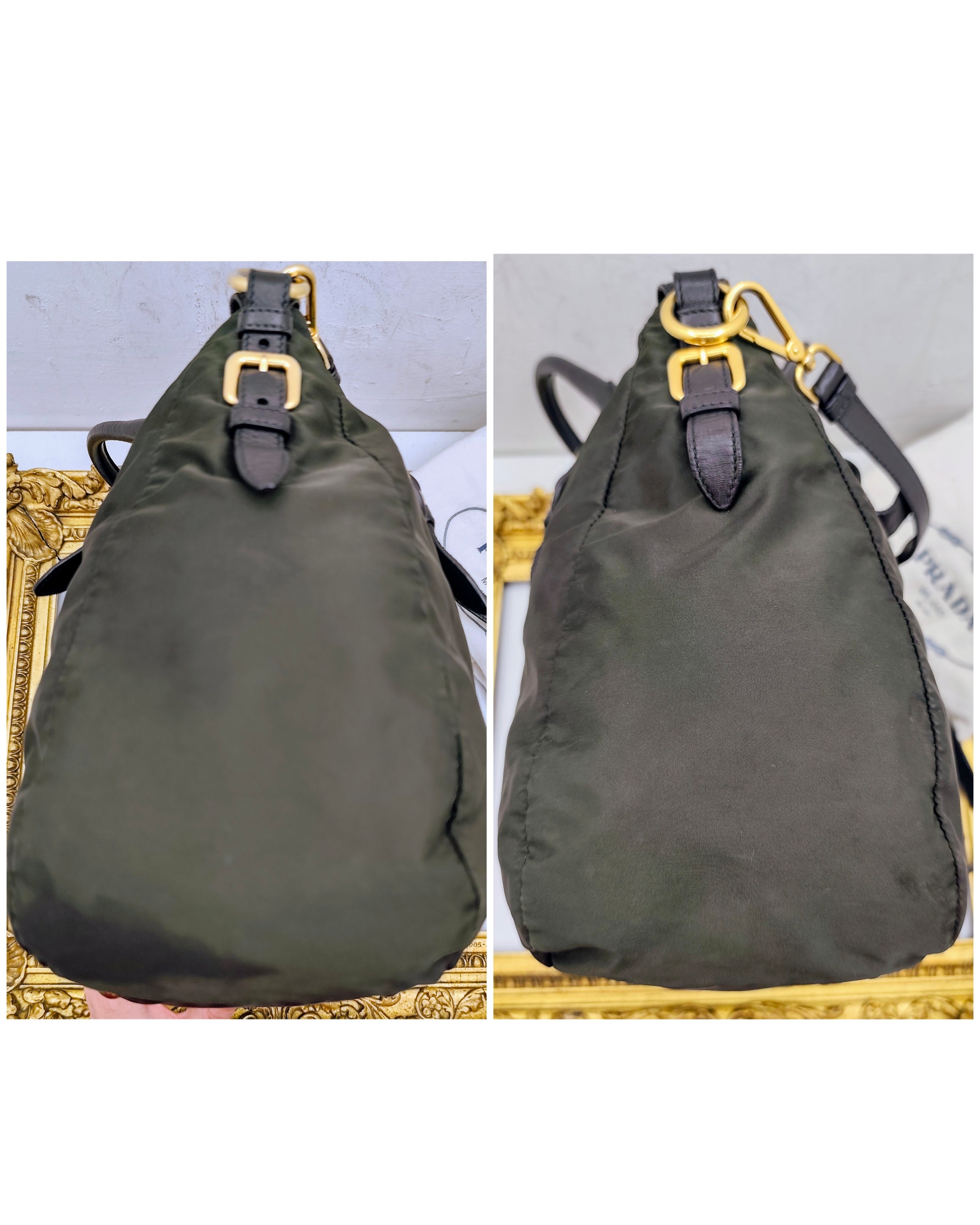 Prada – Shopper Tote Bag Logo Jacquard Tessuto e Pelle con Tracolla