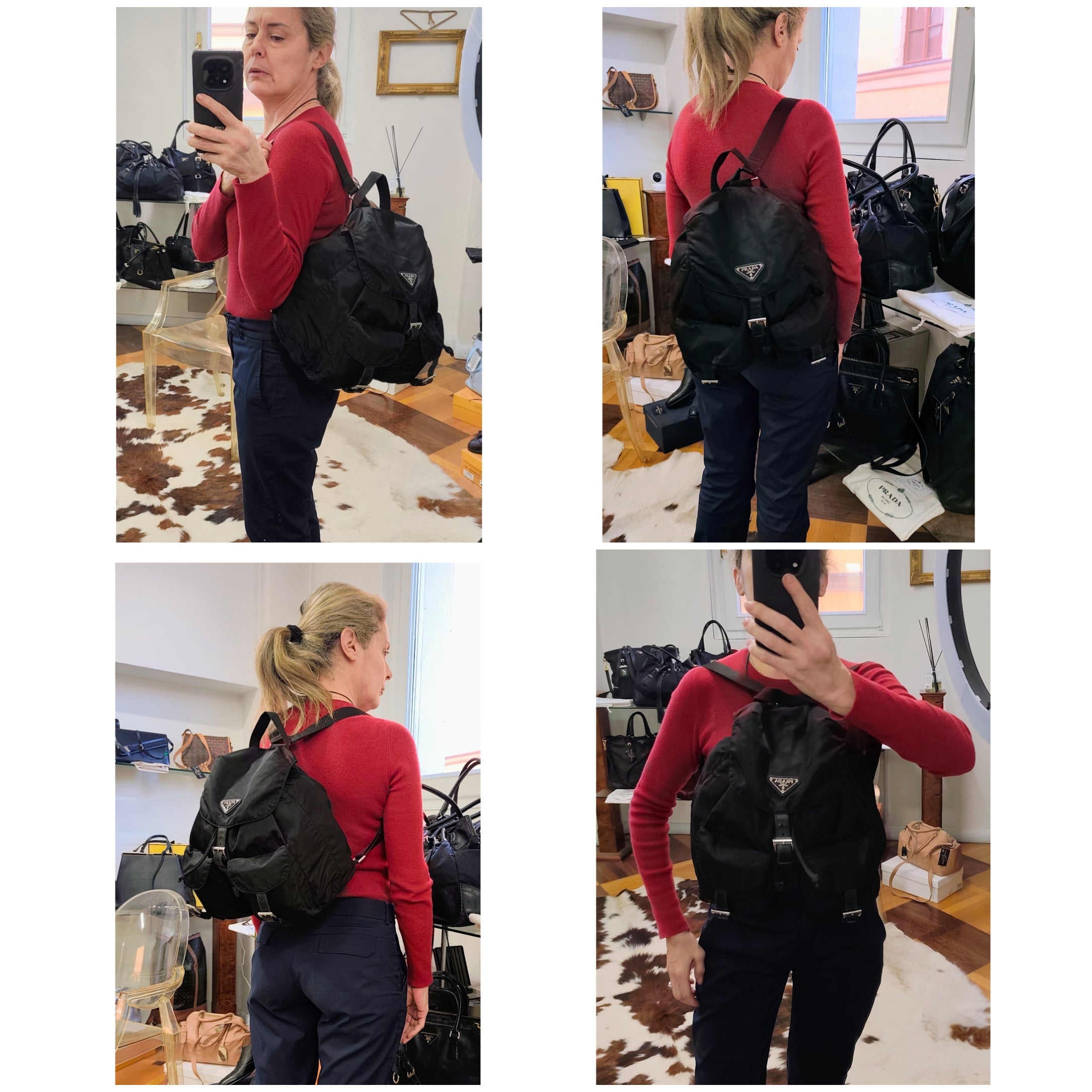 Prada – Zaino In Nylon Nero Vintage