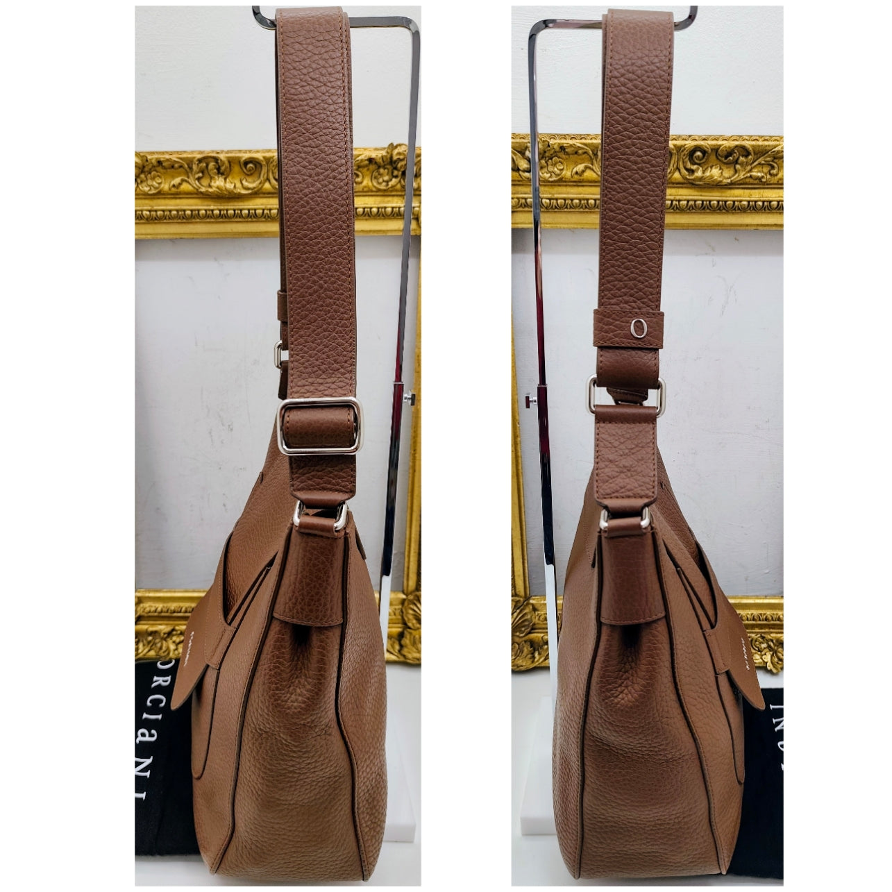 Orciani – Dama Soft Grande Pelle Martellata Marrone Carruba Pari al Nuovo