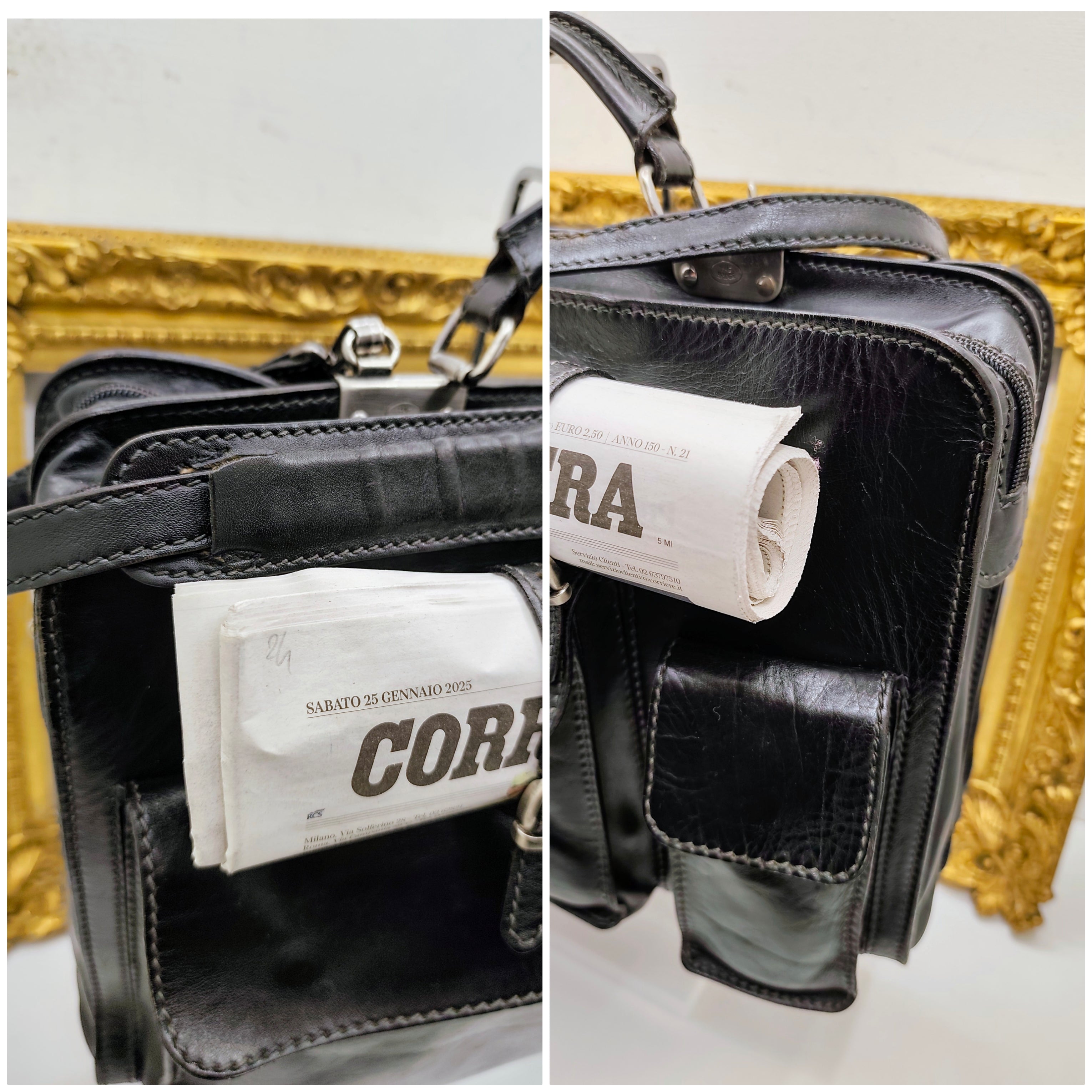 The Bridge – Cartella Porta Ombrello Pelle Nera Linea Story Vintage
