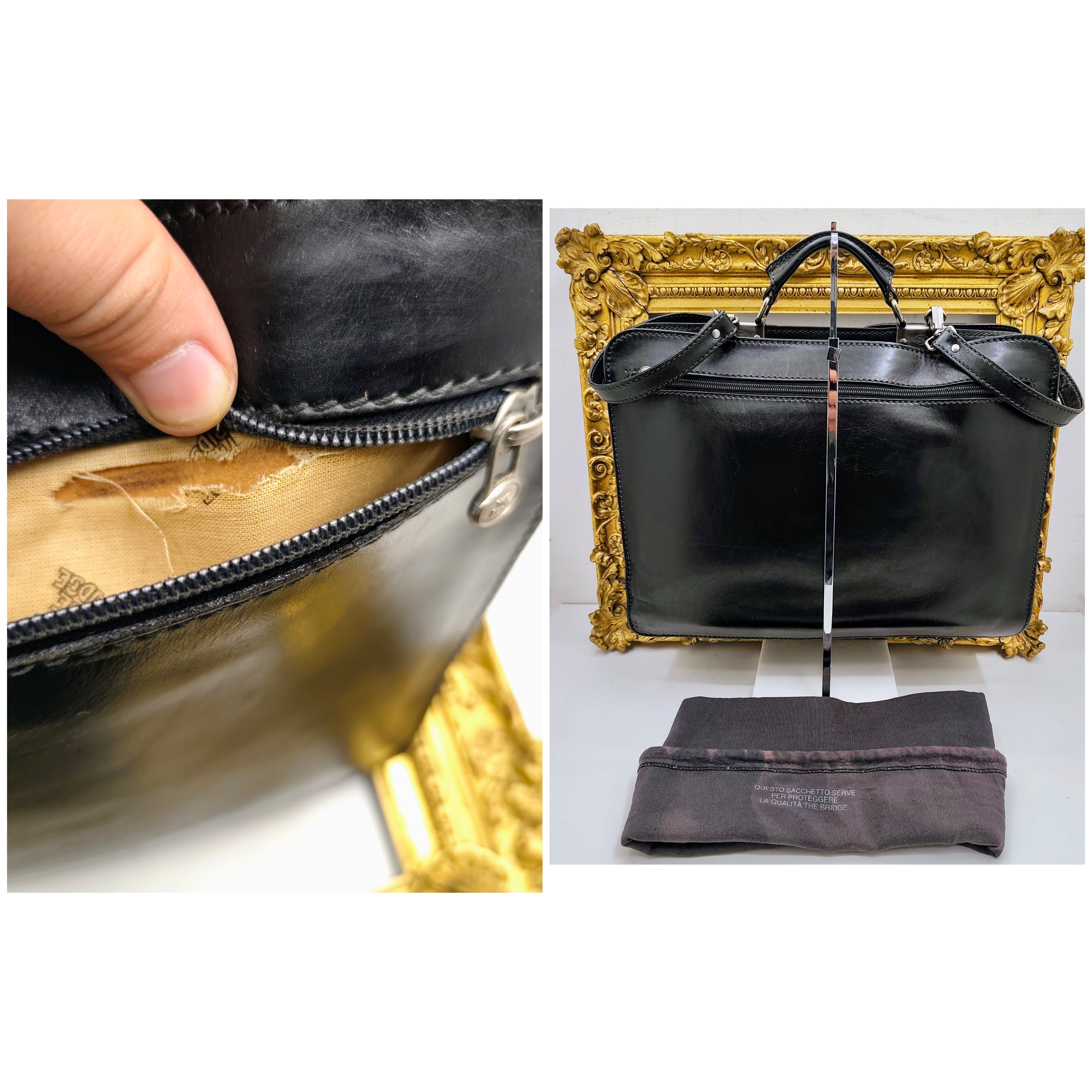 The Bridge – Cartella Porta Ombrello Pelle Nera Linea Story Vintage