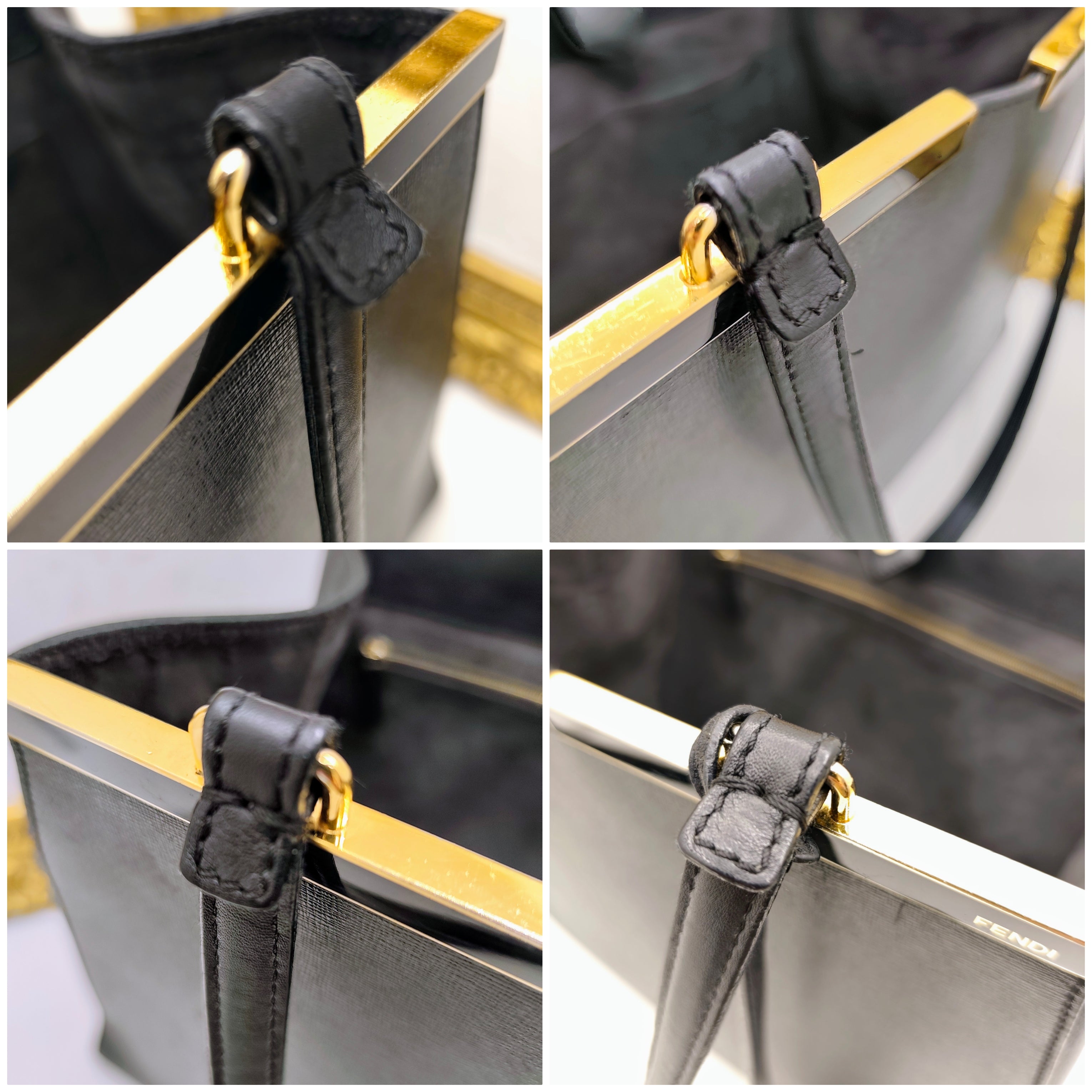 Fendi – 3 Jours Grande Tote Bag in Pelle di Vitello Blu Scuro e Nero