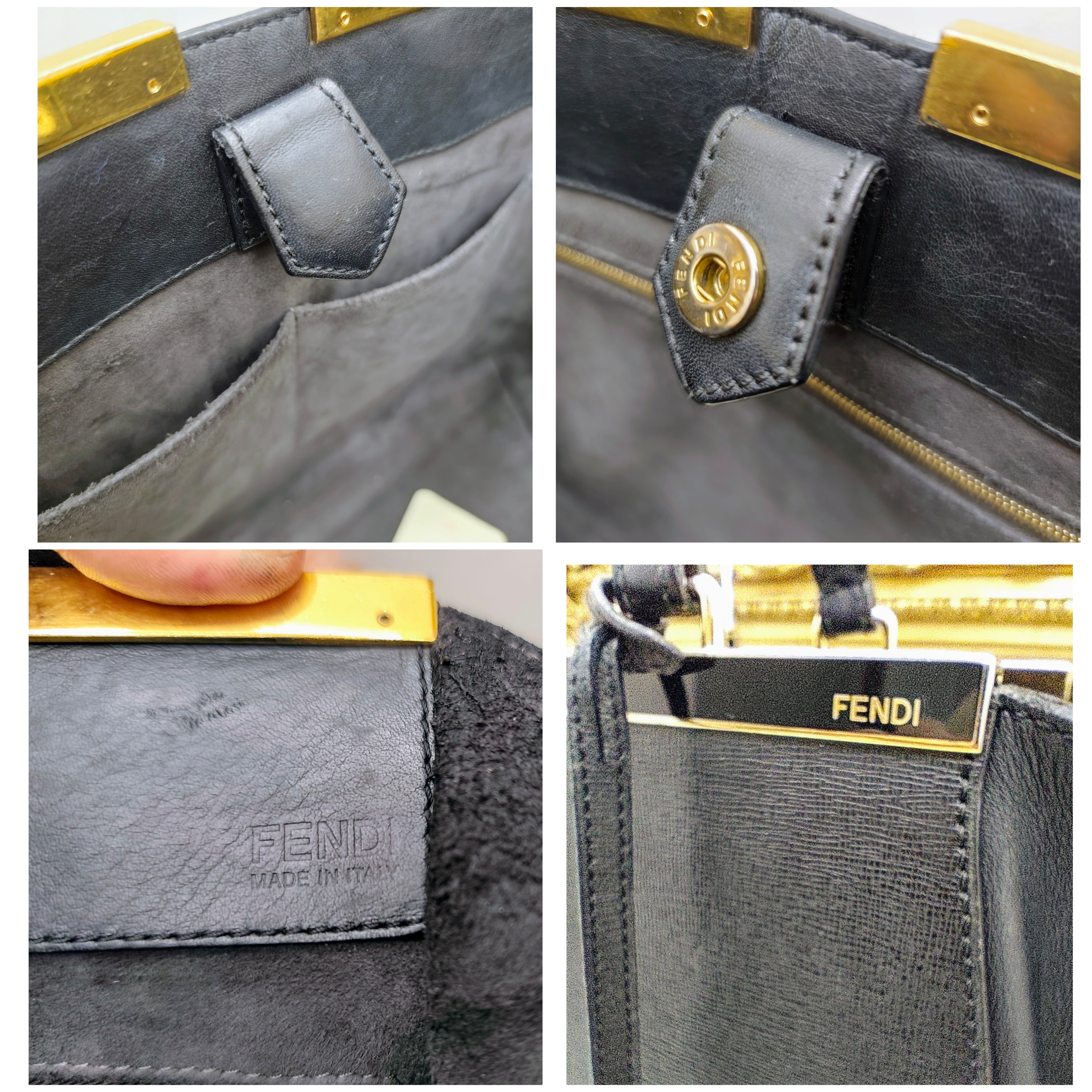 Fendi – 3 Jours Grande Tote Bag in Pelle di Vitello Blu Scuro e Nero