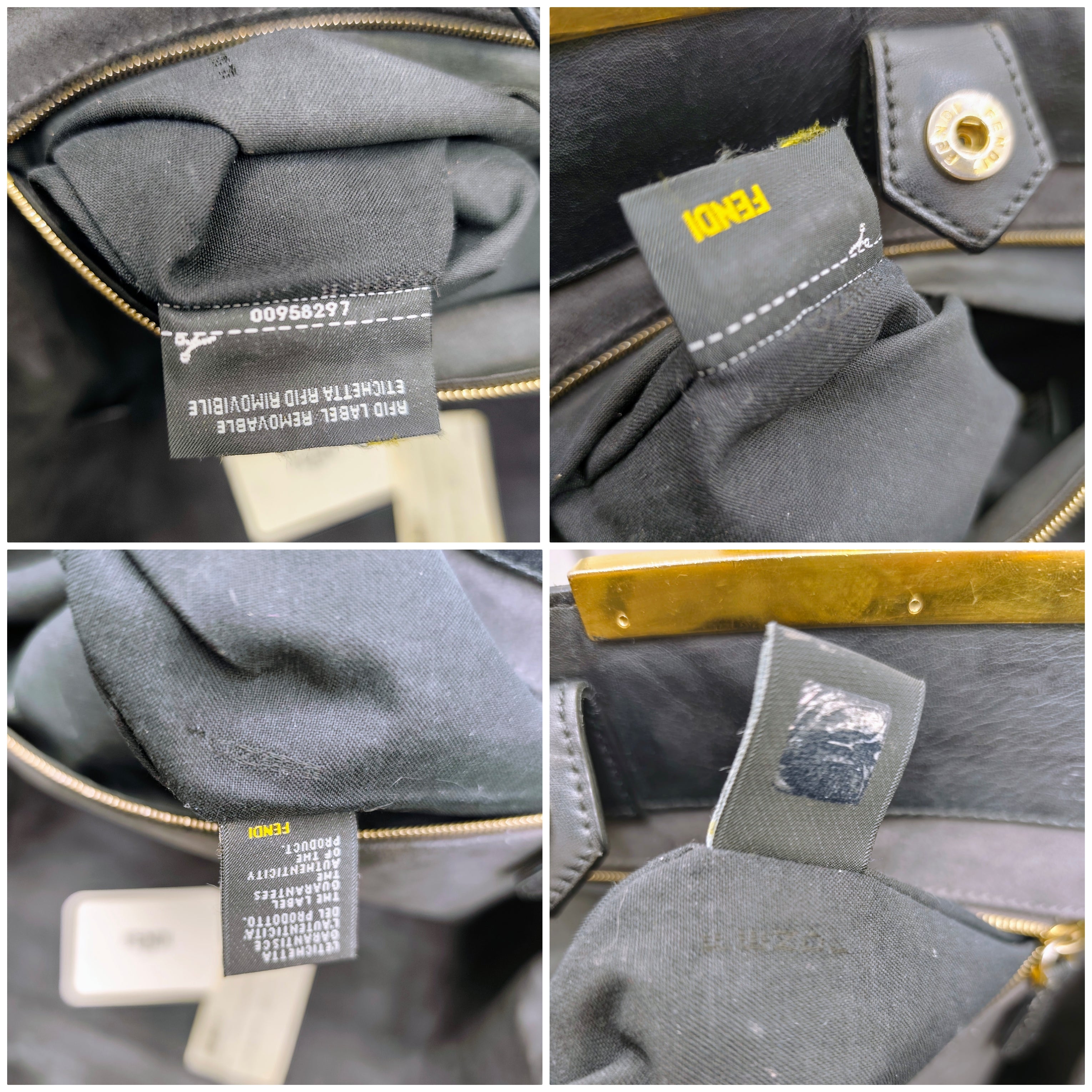 Fendi – 3 Jours Grande Tote Bag in Pelle di Vitello Blu Scuro e Nero