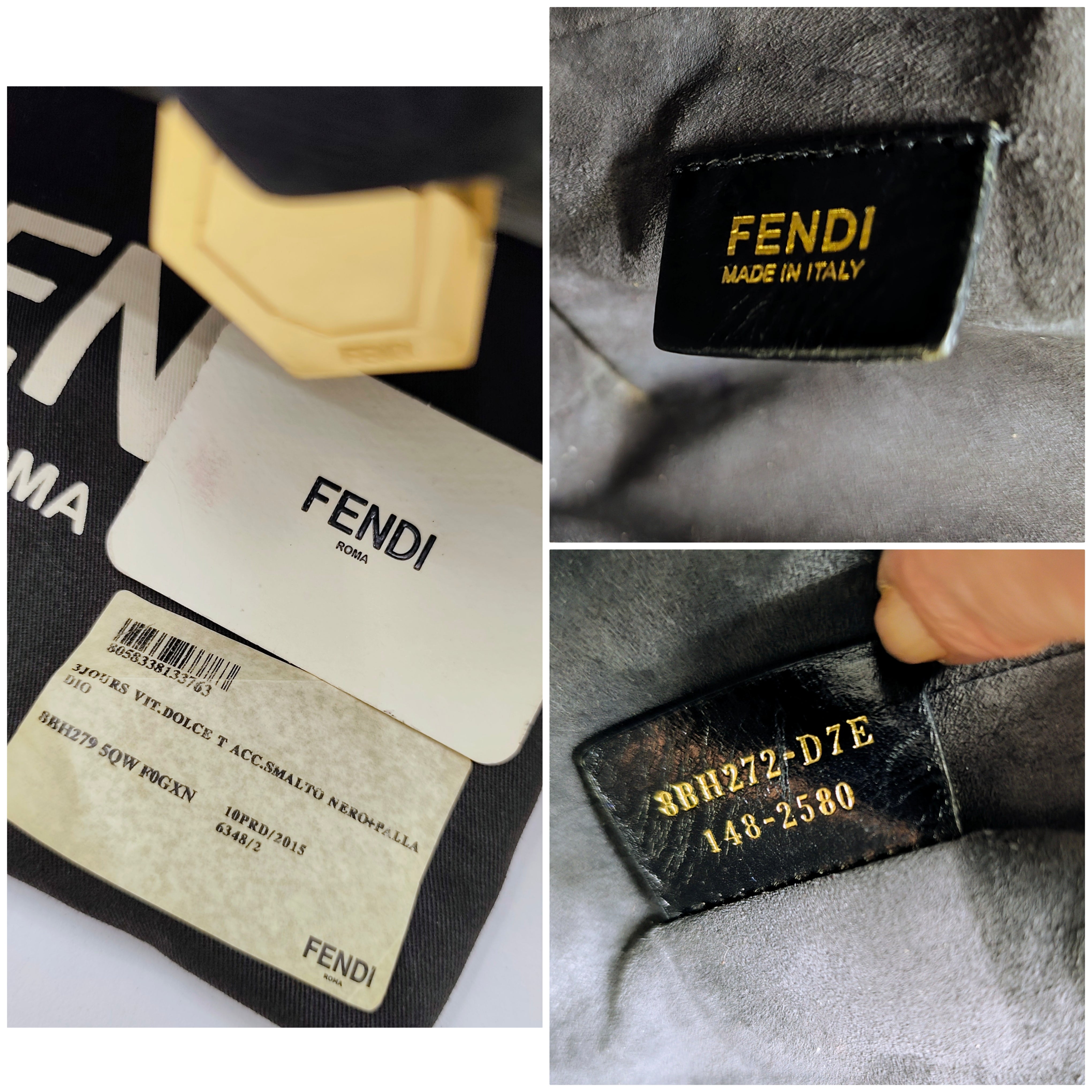 Fendi – 3 Jours Grande Tote Bag in Pelle di Vitello Blu Scuro e Nero