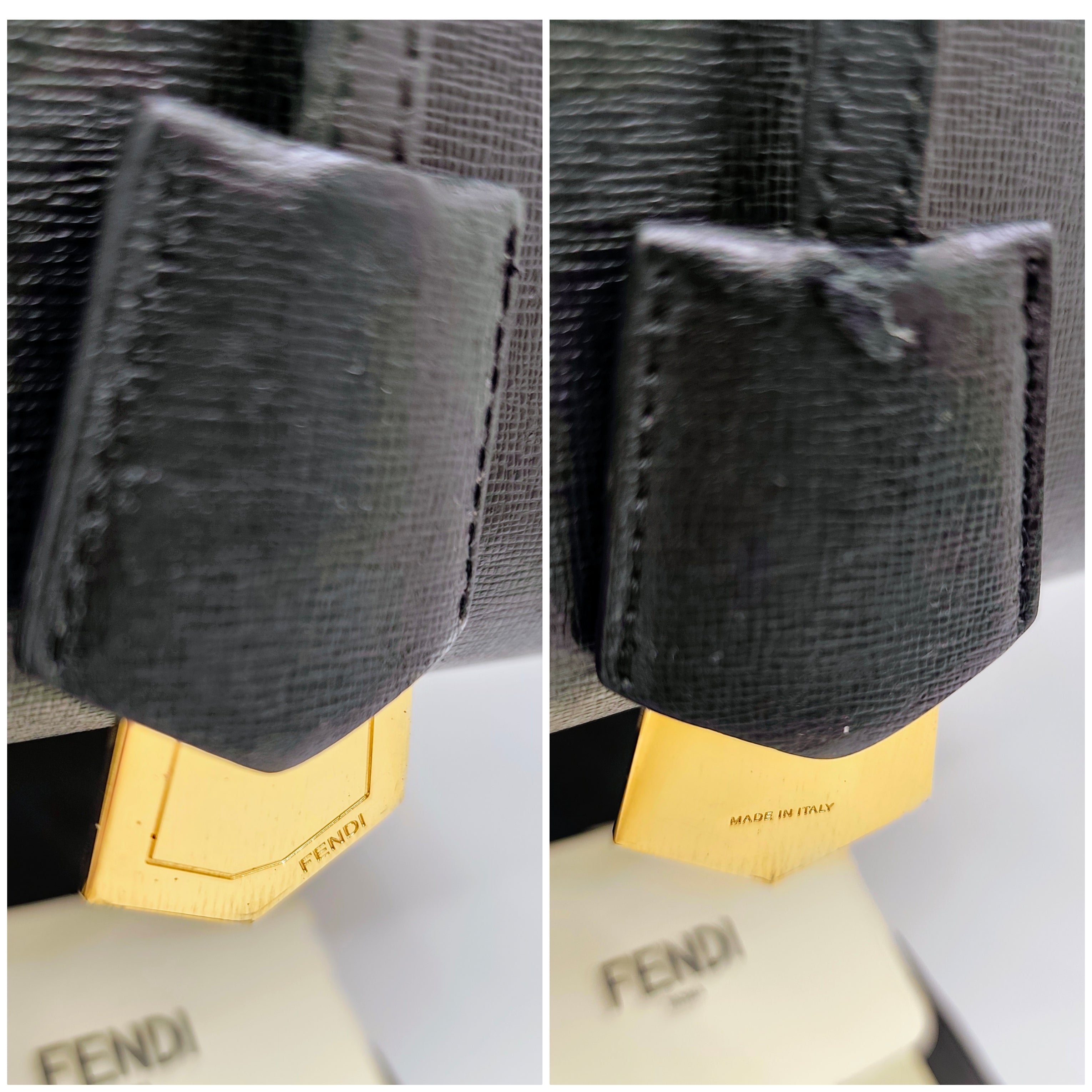 Fendi – 3 Jours Grande Tote Bag in Pelle di Vitello Blu Scuro e Nero