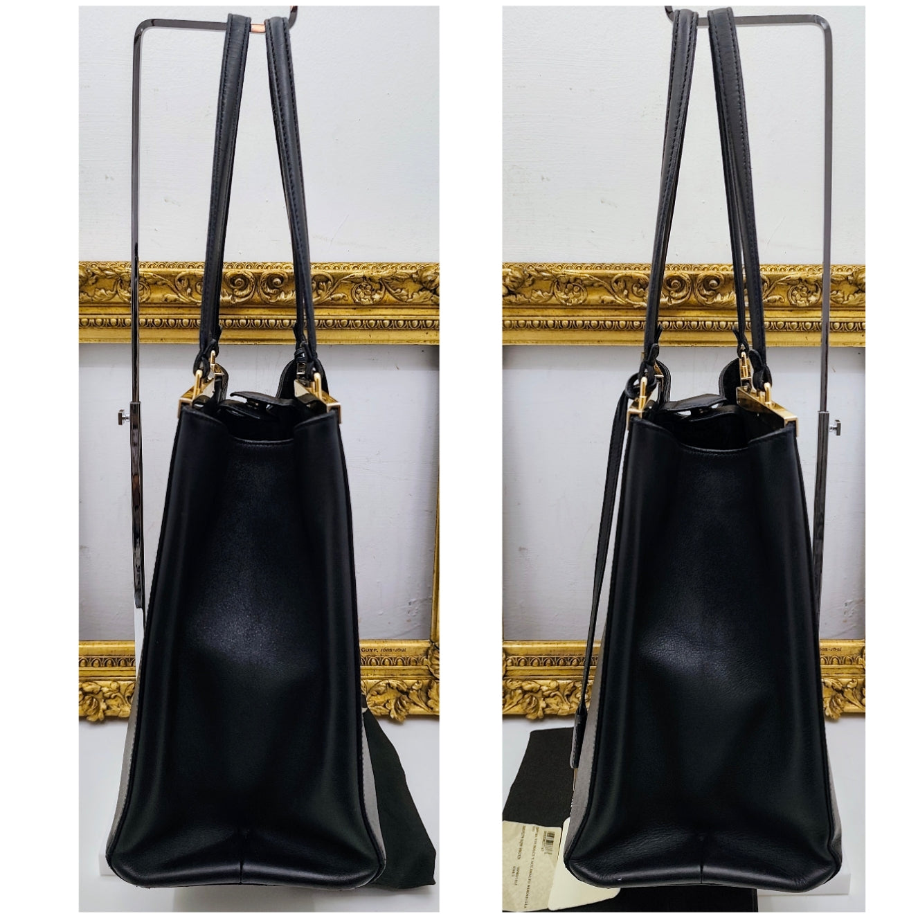 Fendi – 3 Jours Grande Tote Bag in Pelle di Vitello Blu Scuro e Nero