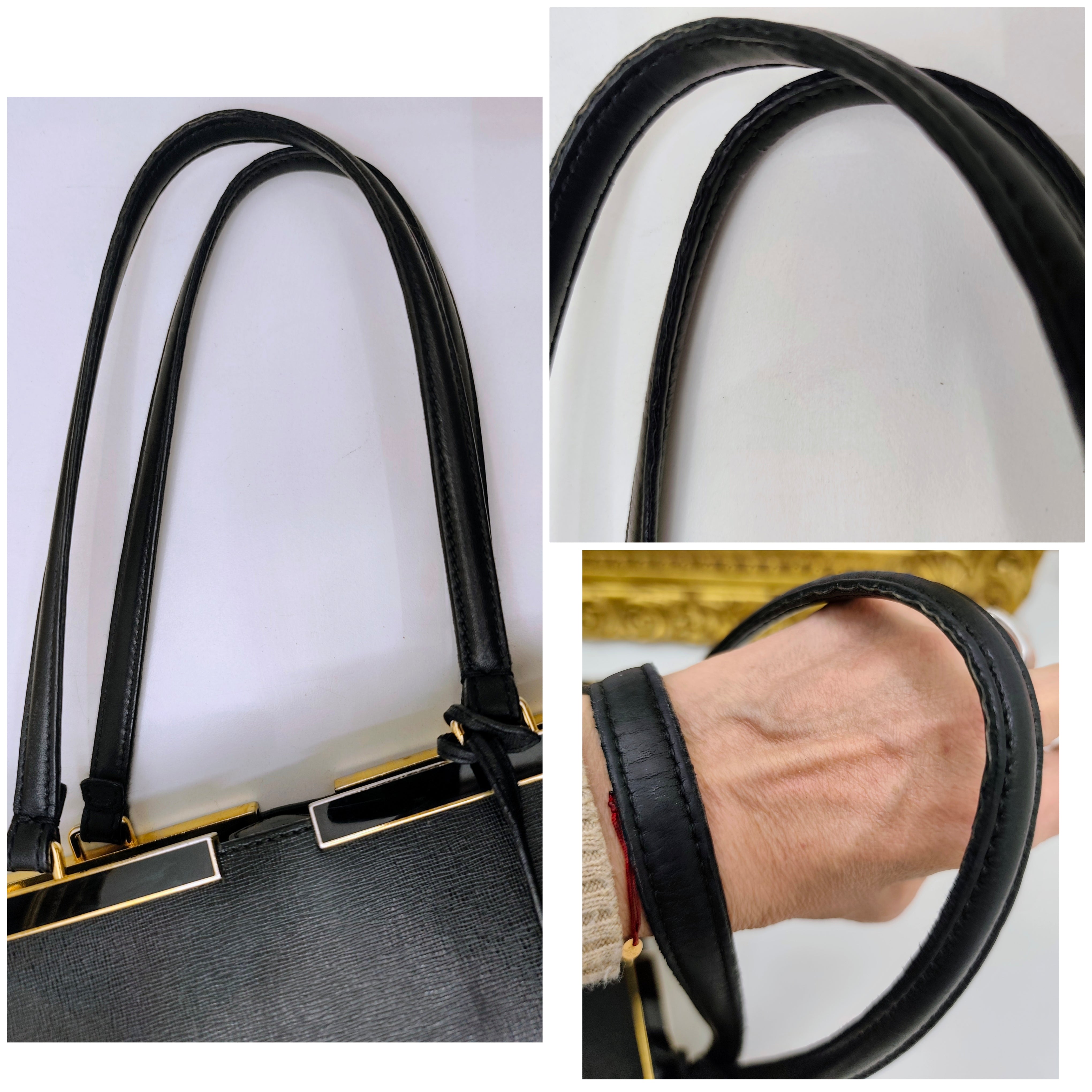 Fendi – 3 Jours Grande Tote Bag in Pelle di Vitello Blu Scuro e Nero