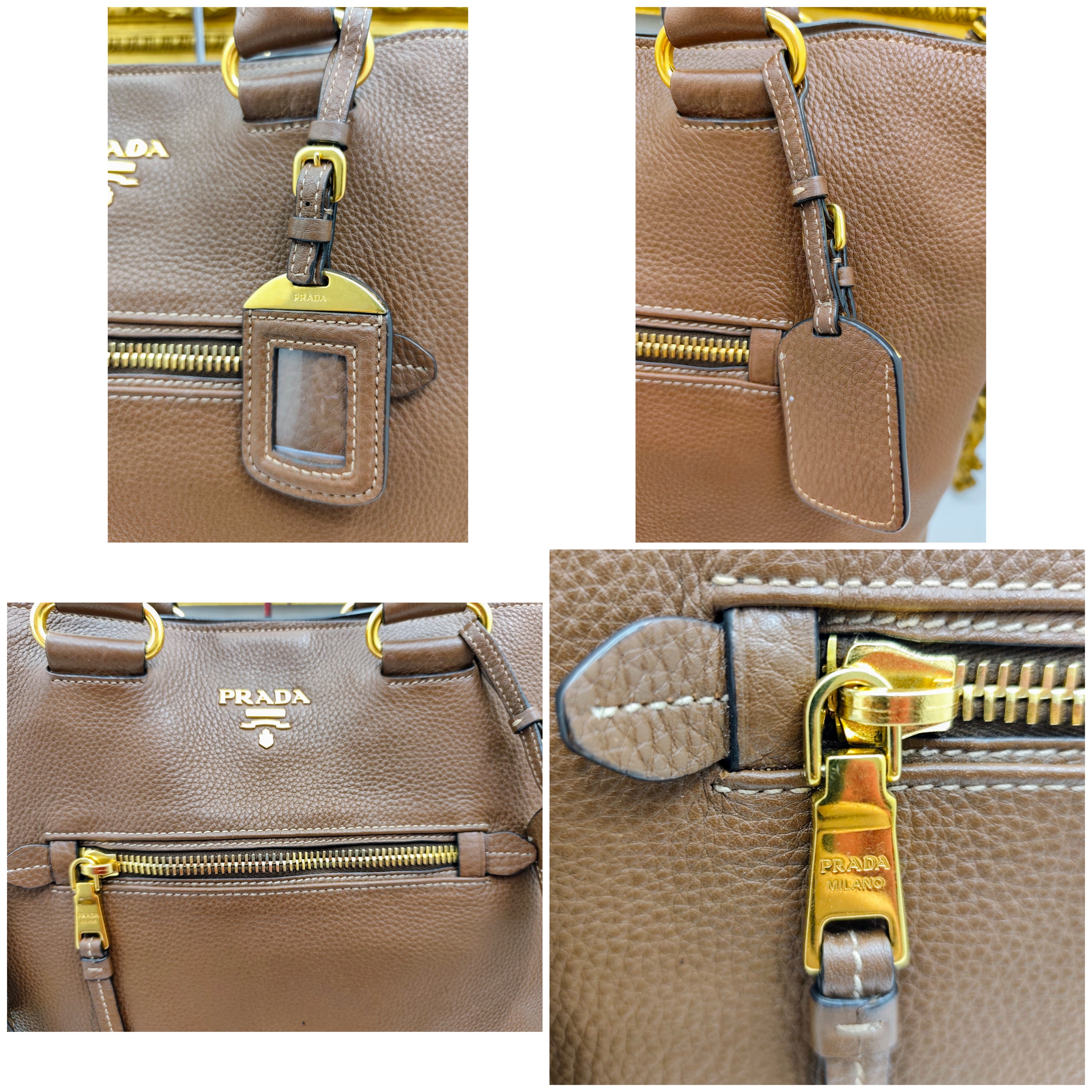 Prada – Shopper Pelle Martellata Color Caramello