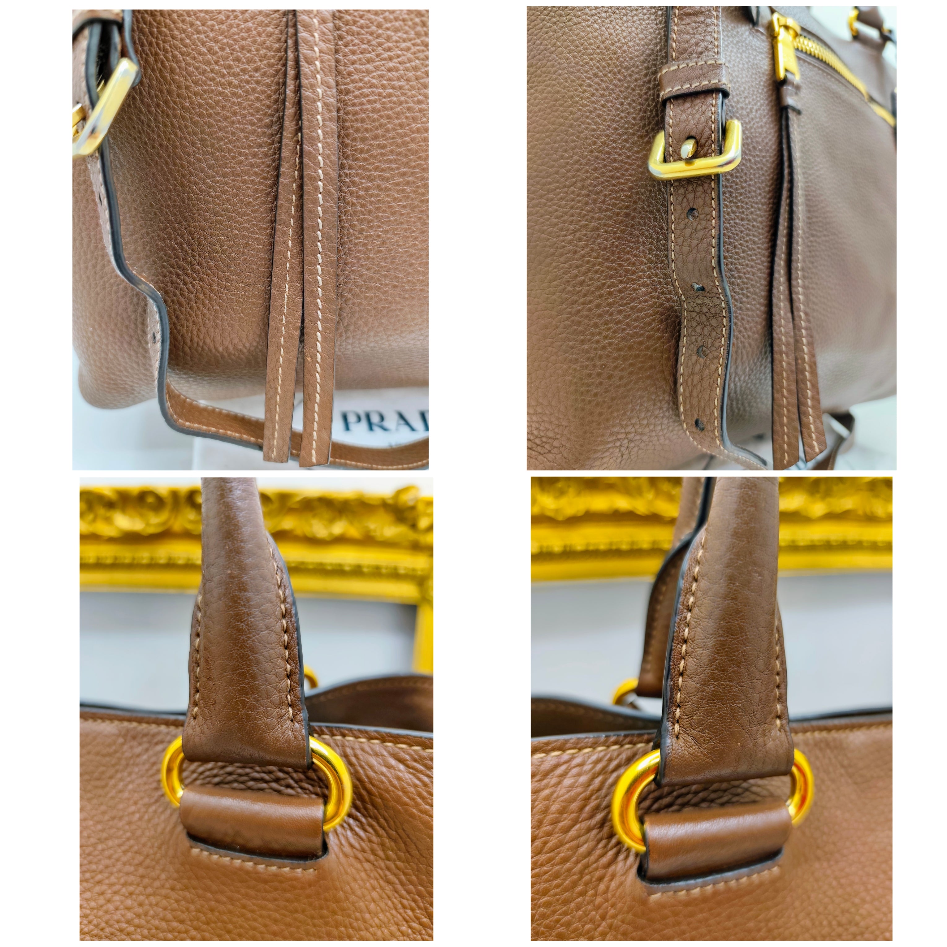 Prada – Shopper Pelle Martellata Color Caramello