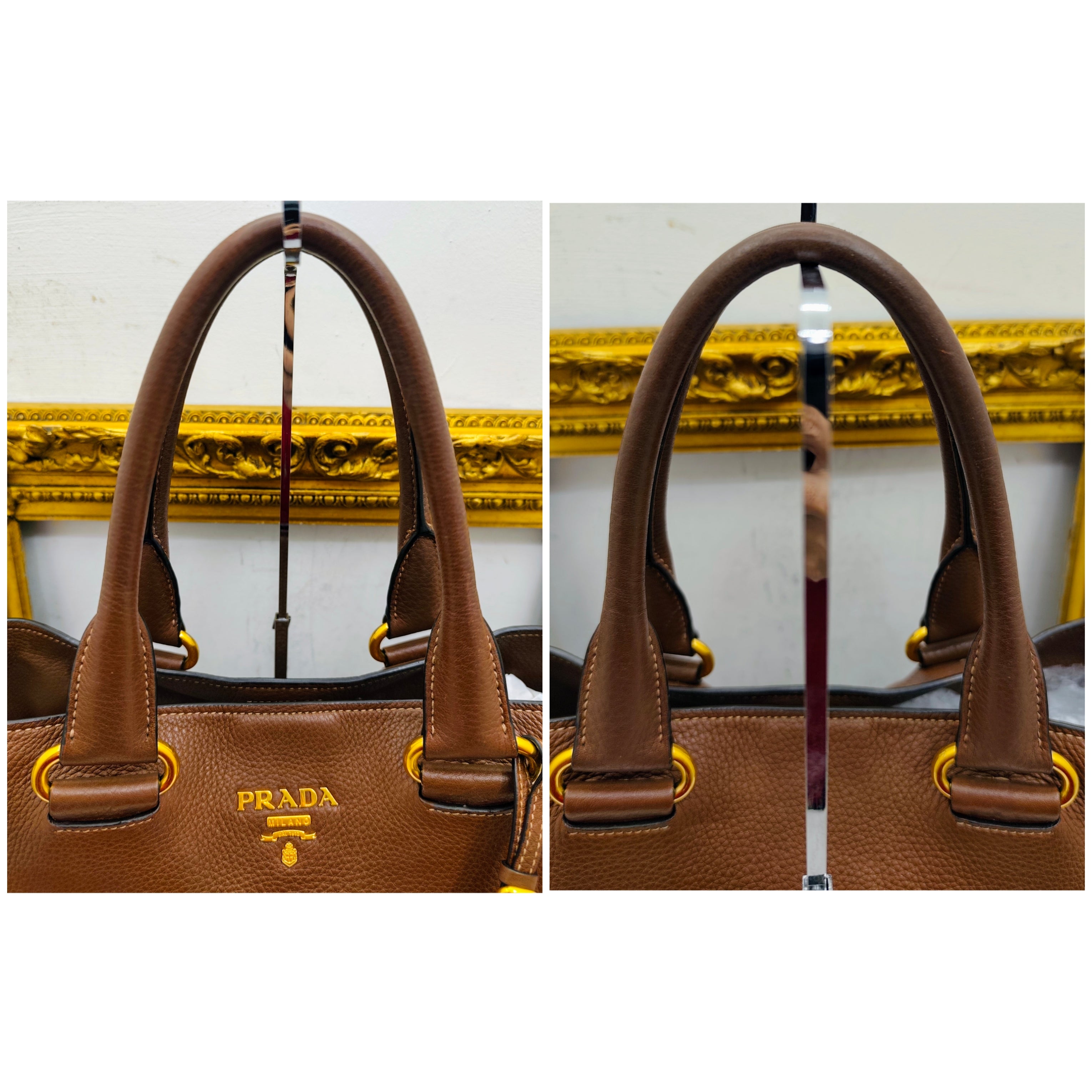 Prada – Shopper Pelle Martellata Color Caramello