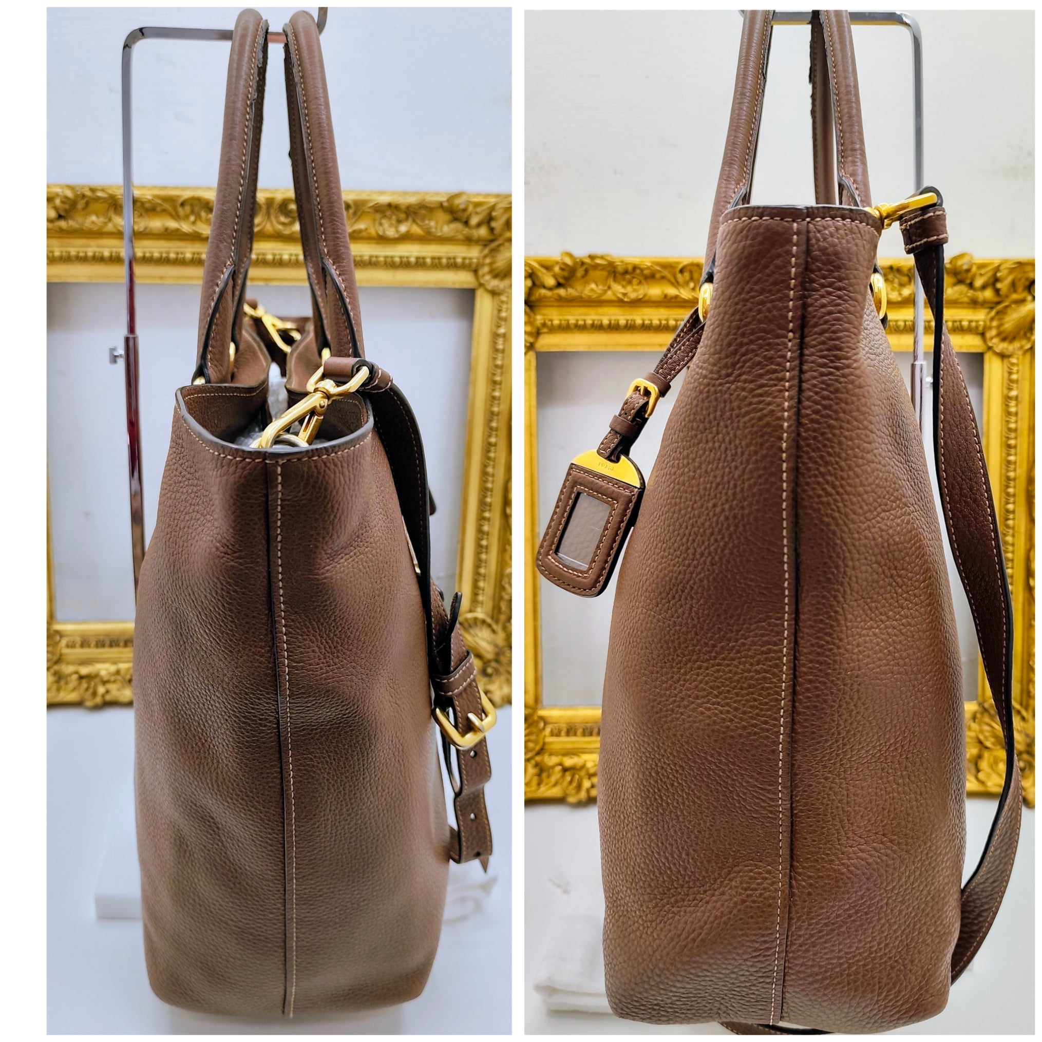 Prada – Shopper Pelle Martellata Color Caramello