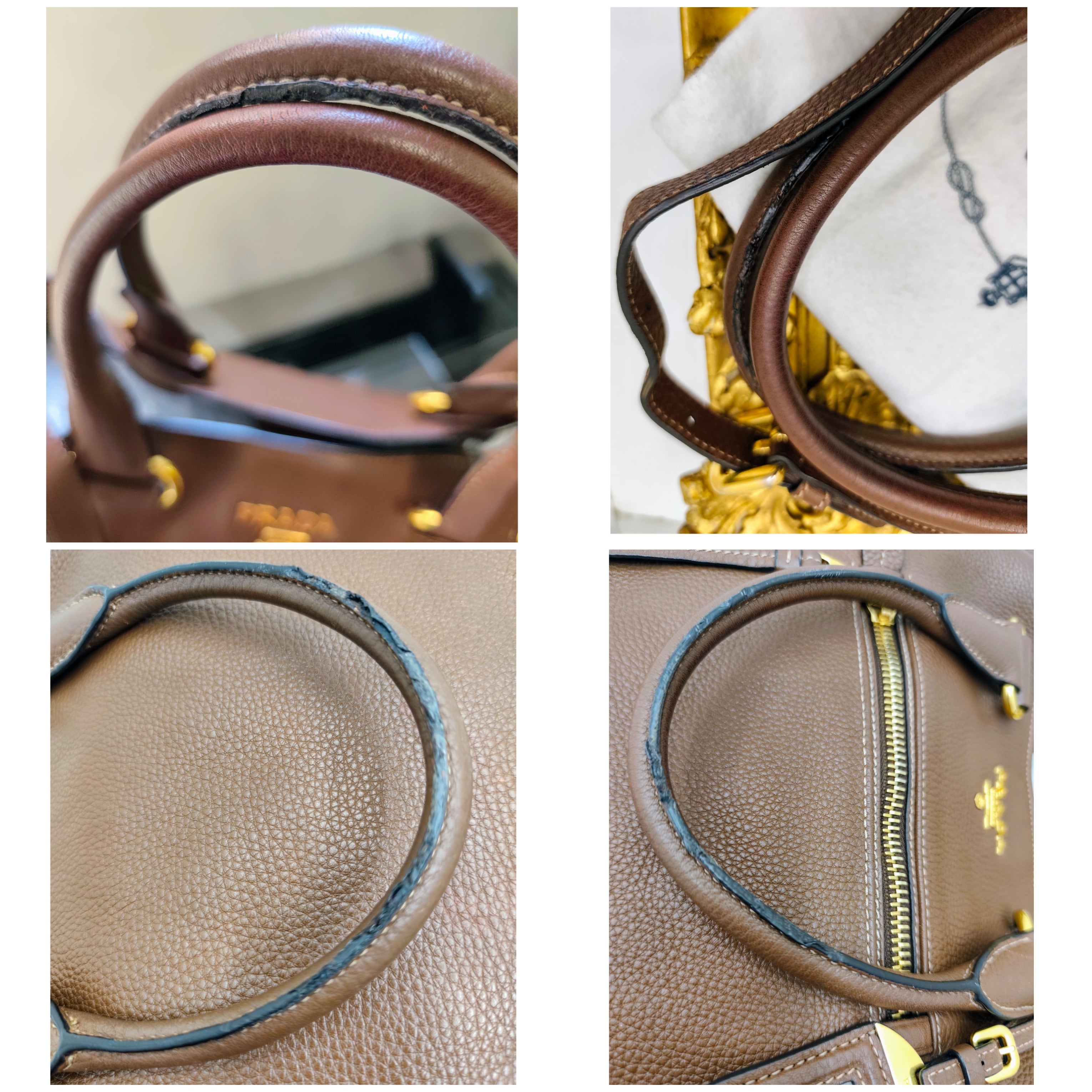 Prada – Shopper Pelle Martellata Color Caramello