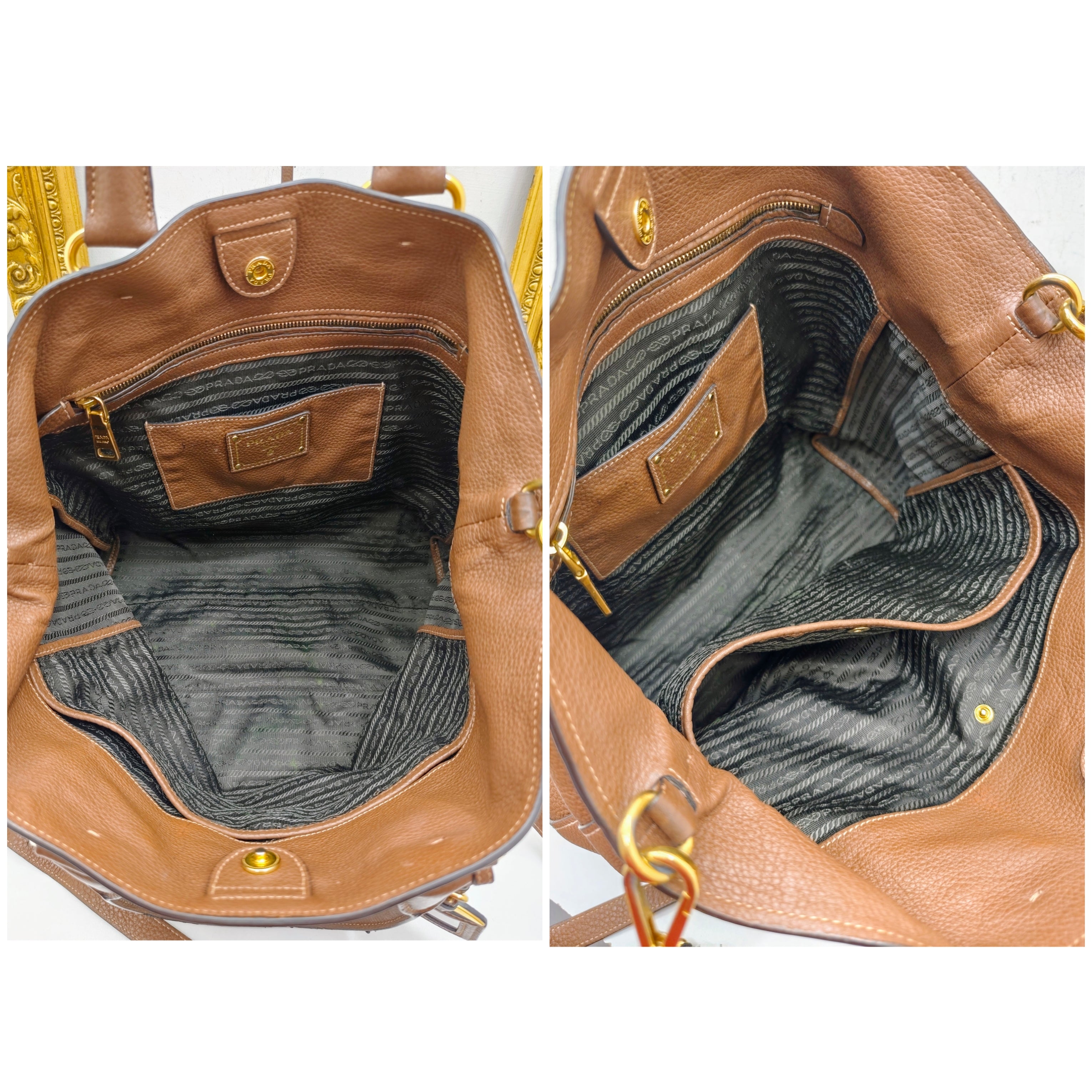 Prada – Shopper Pelle Martellata Color Caramello