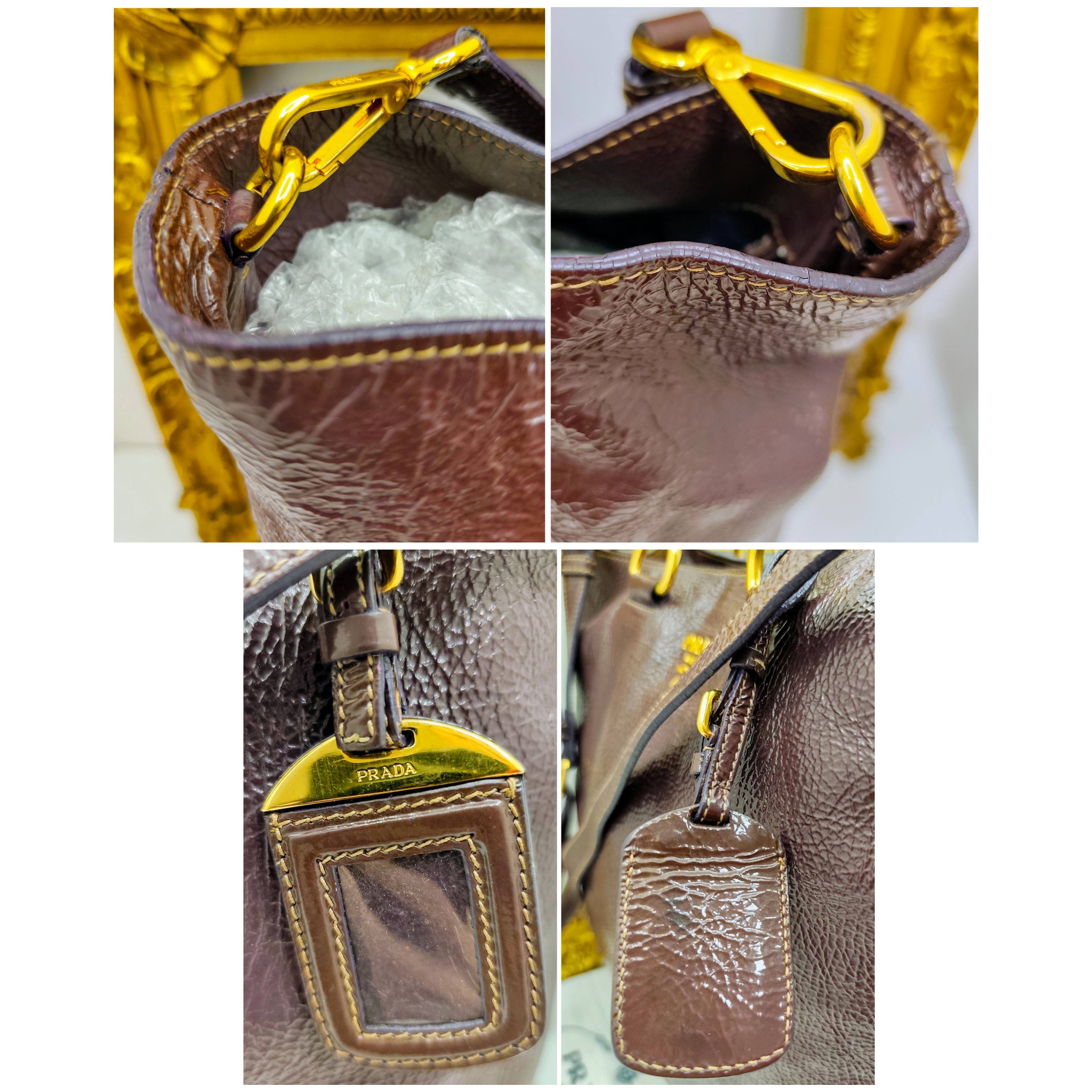 Prada – Shopper in Pelle Vernice Effetto Stropicciato