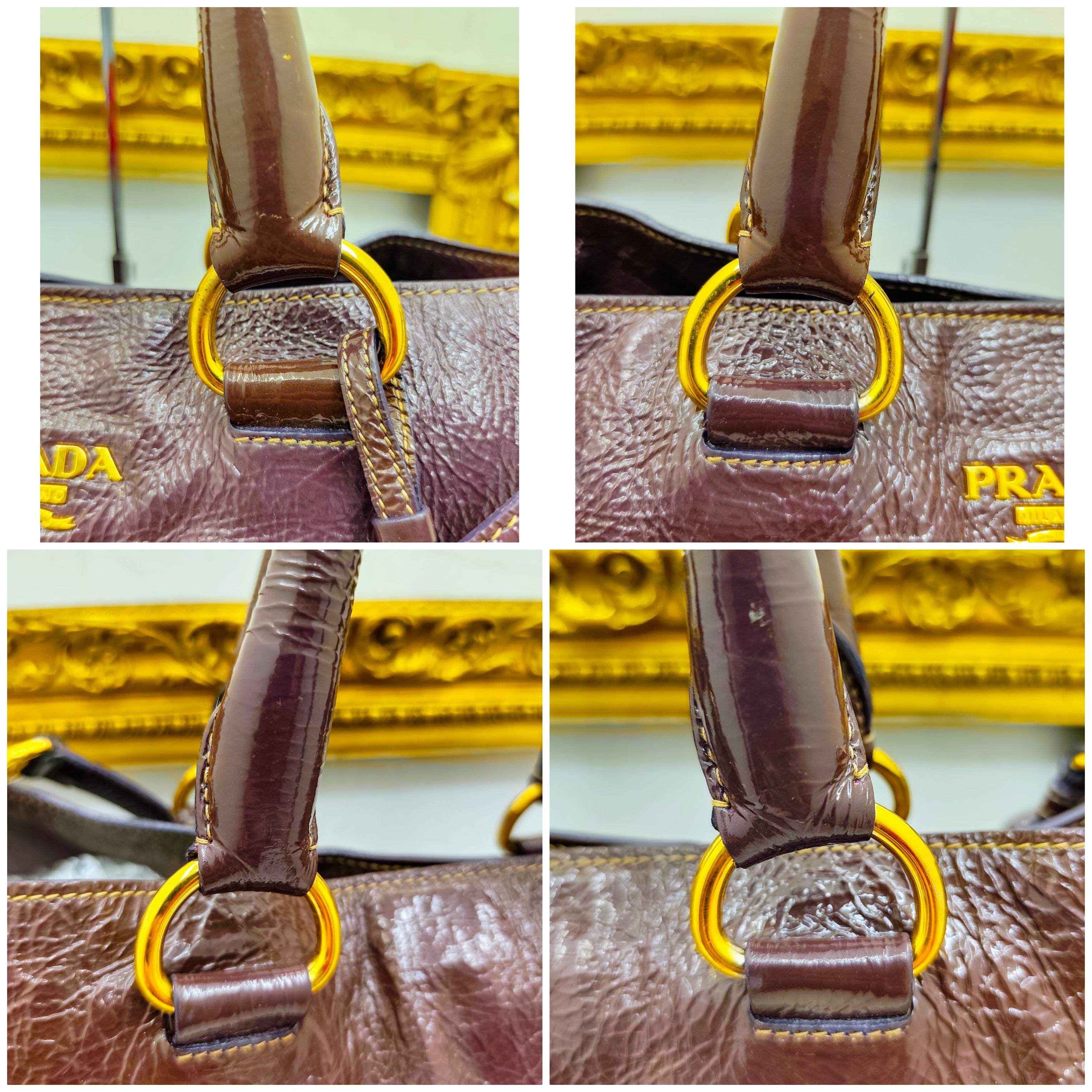 Prada – Shopper in Pelle Vernice Effetto Stropicciato