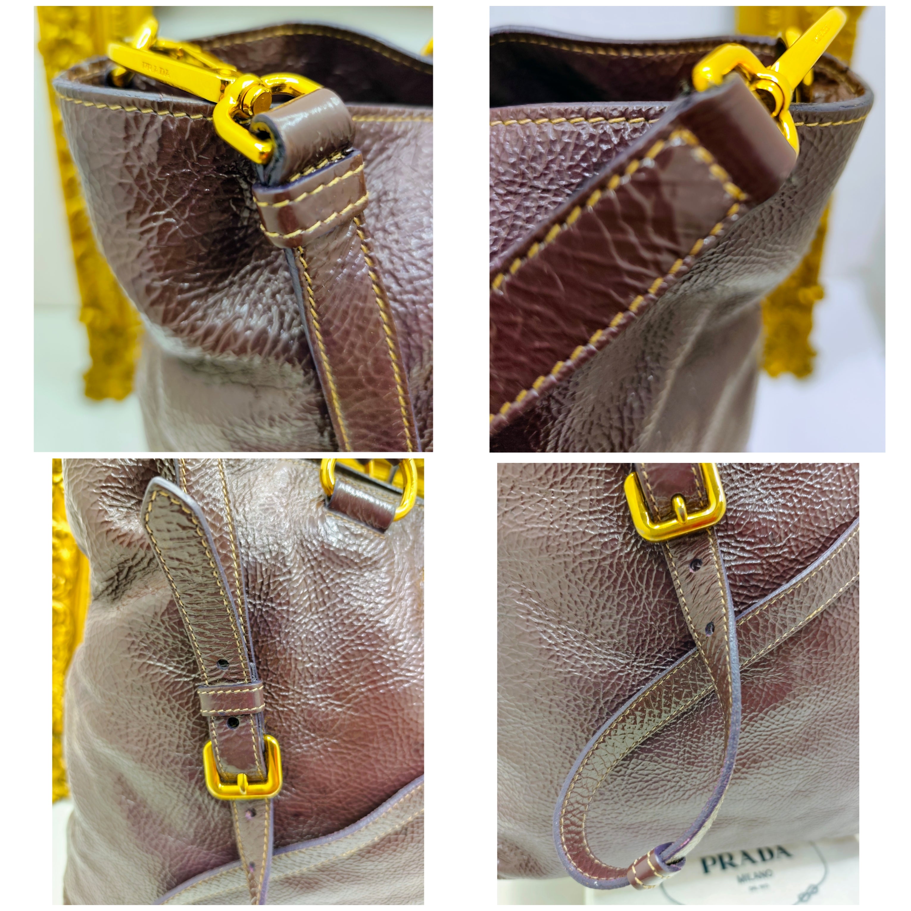 Prada – Shopper in Pelle Vernice Effetto Stropicciato