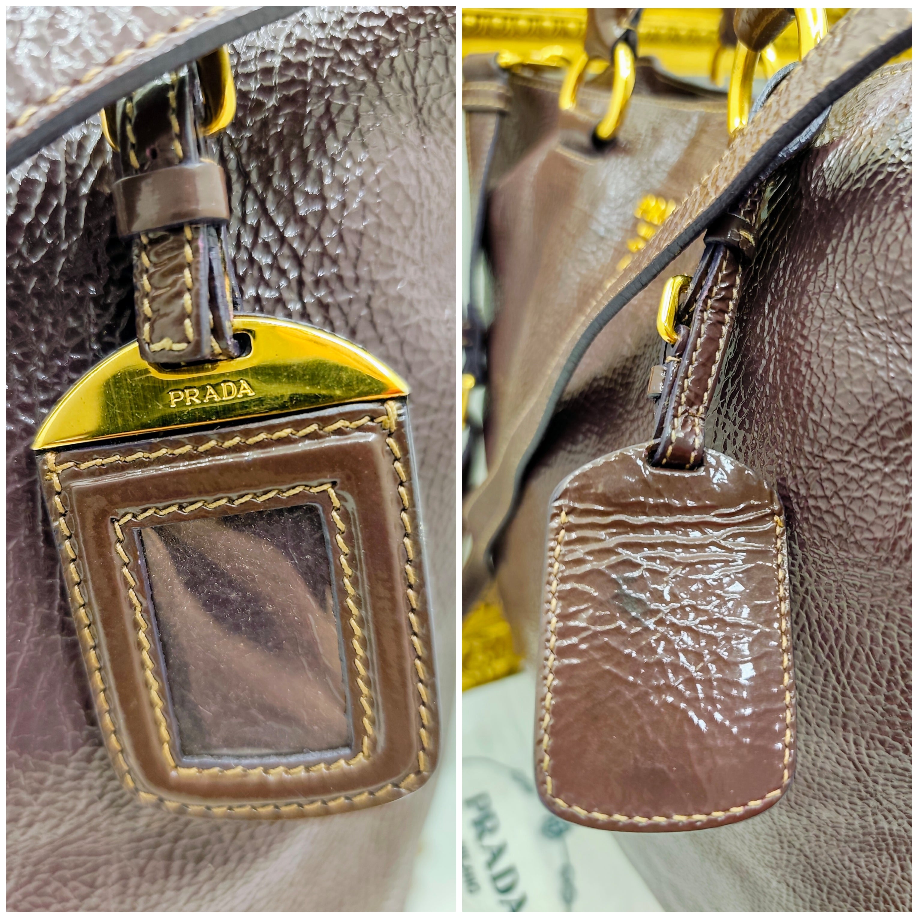 Prada – Shopper in Pelle Vernice Effetto Stropicciato