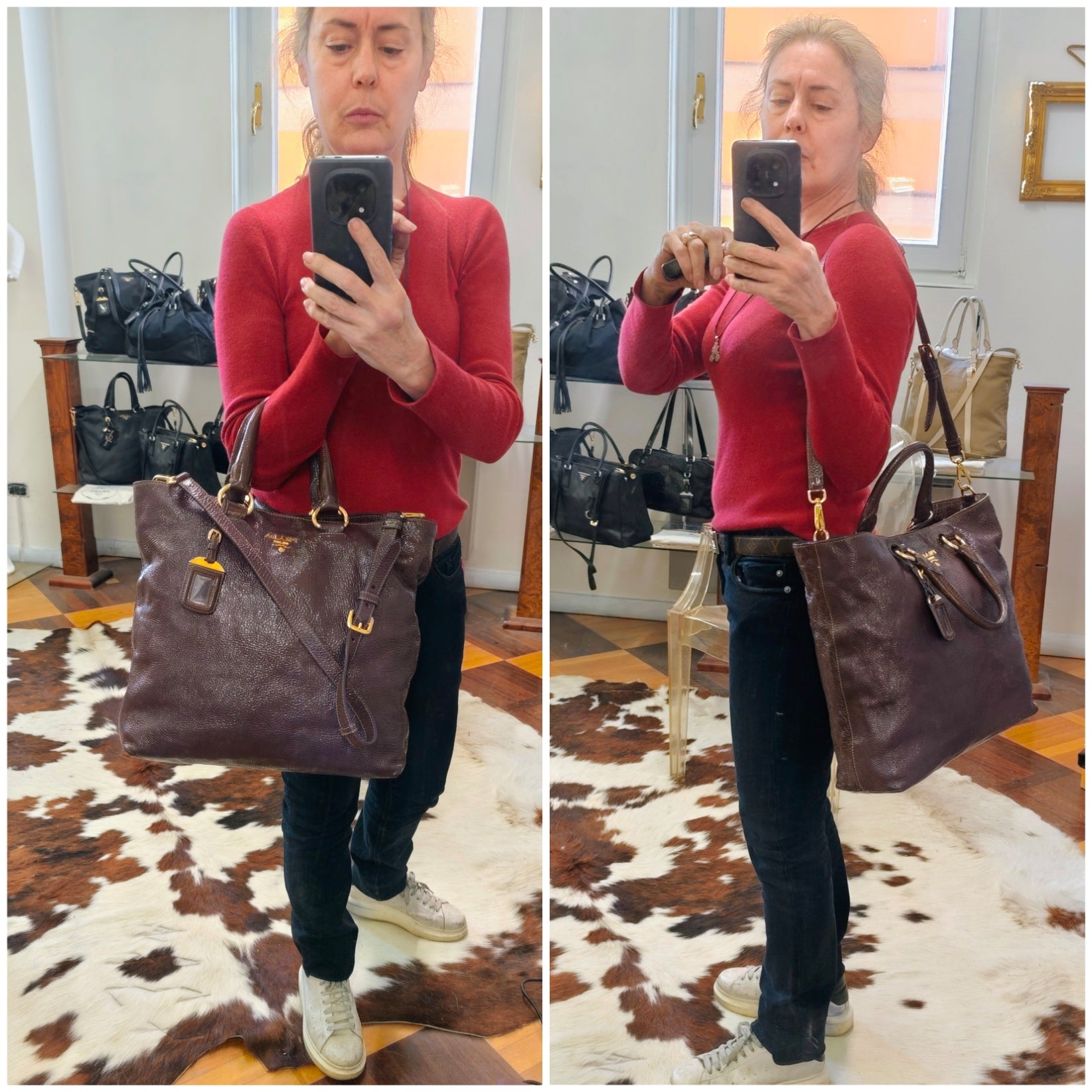 Prada – Shopper in Pelle Vernice Effetto Stropicciato