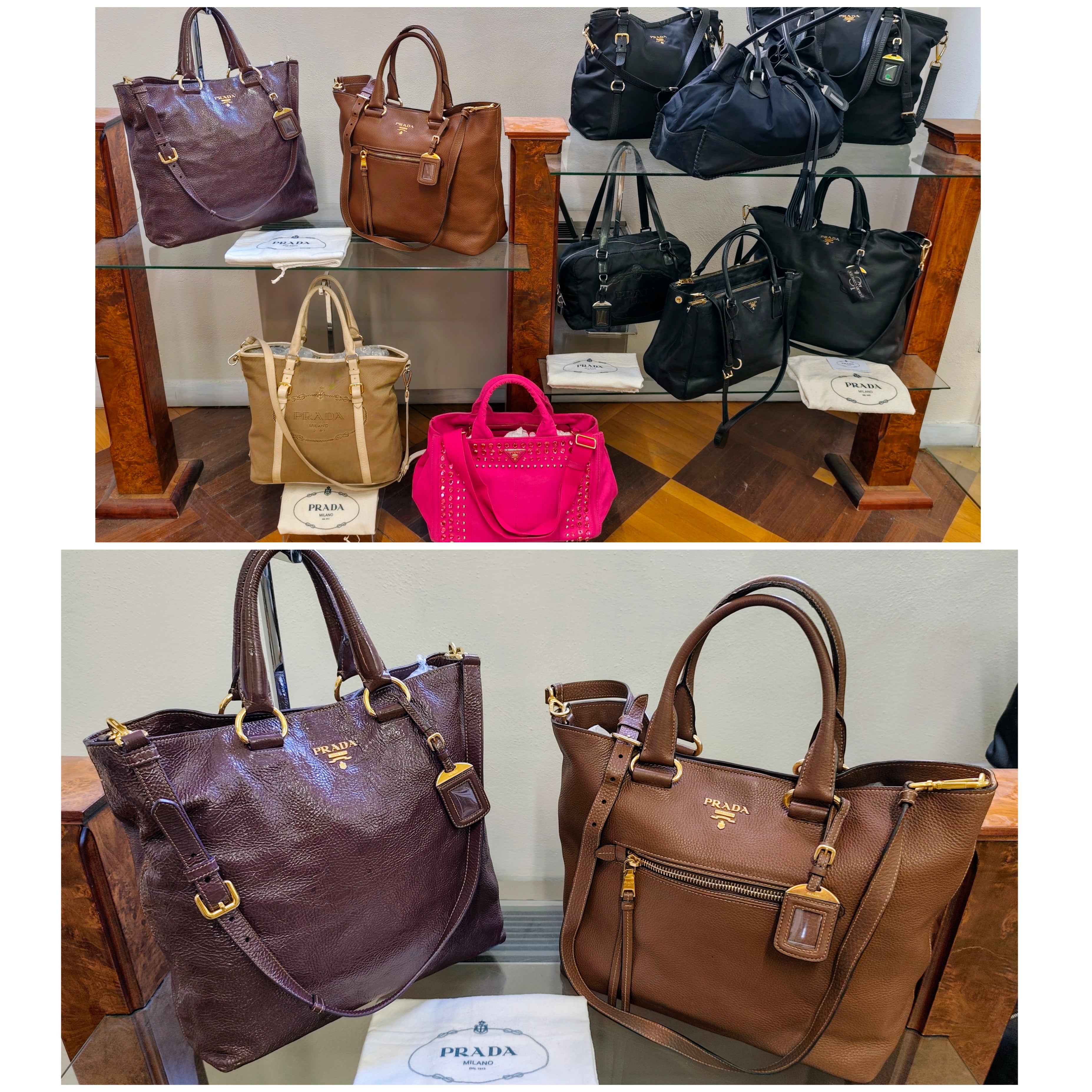 Prada – Shopper in Pelle Vernice Effetto Stropicciato