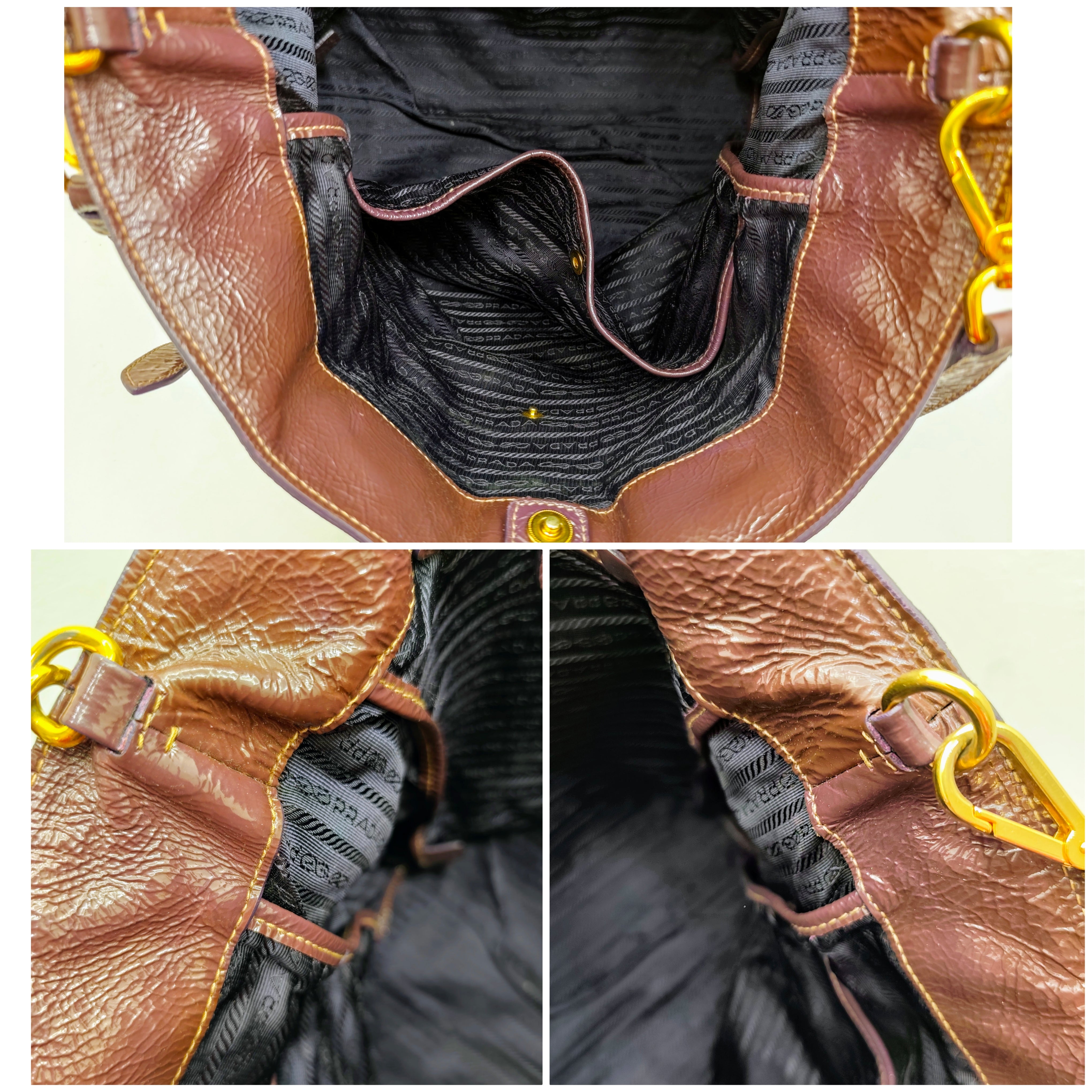 Prada – Shopper in Pelle Vernice Effetto Stropicciato