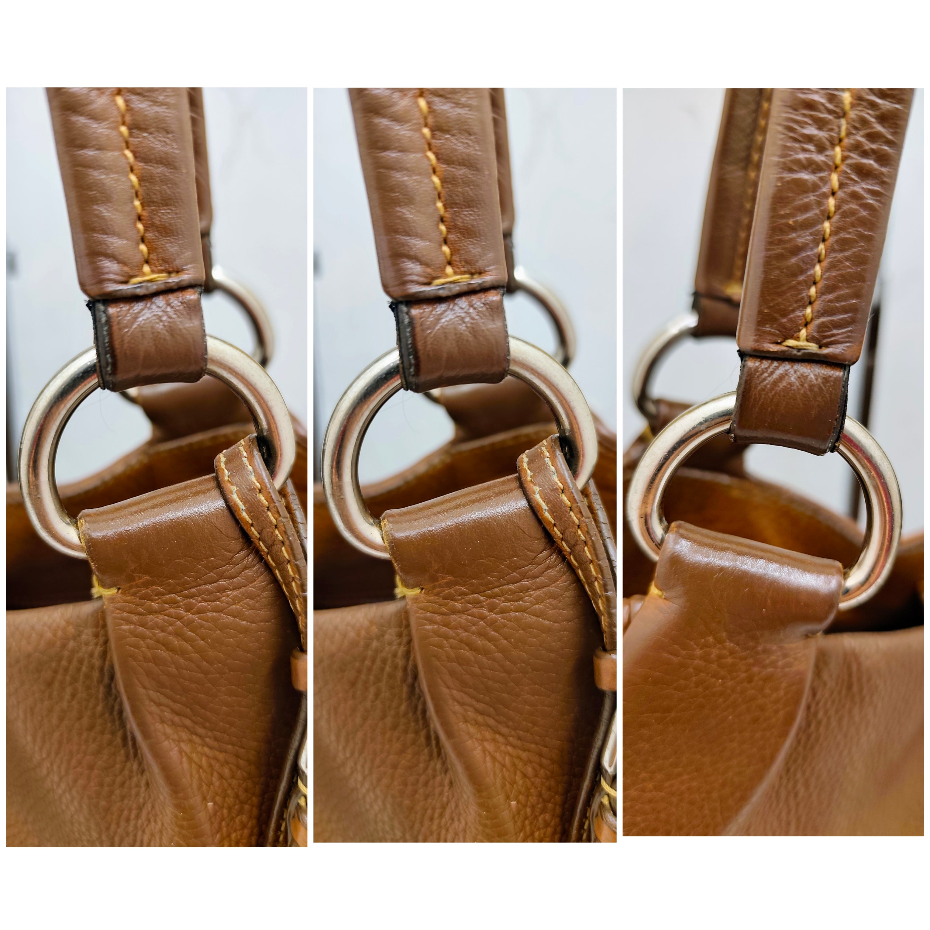 Prada - Borsa Shopping Spalla in Pelle Martellata Marrone