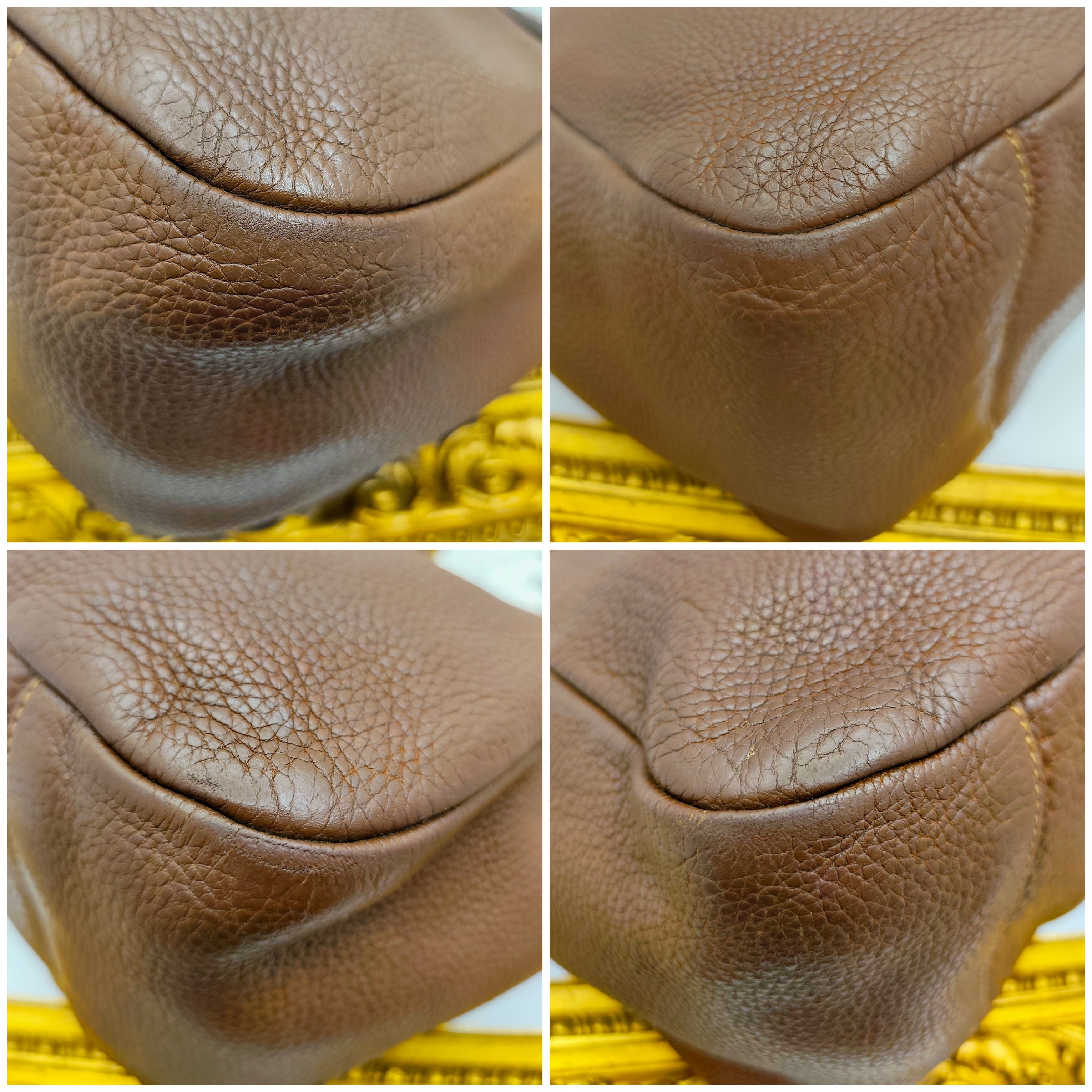 Prada - Borsa Shopping Spalla in Pelle Martellata Marrone