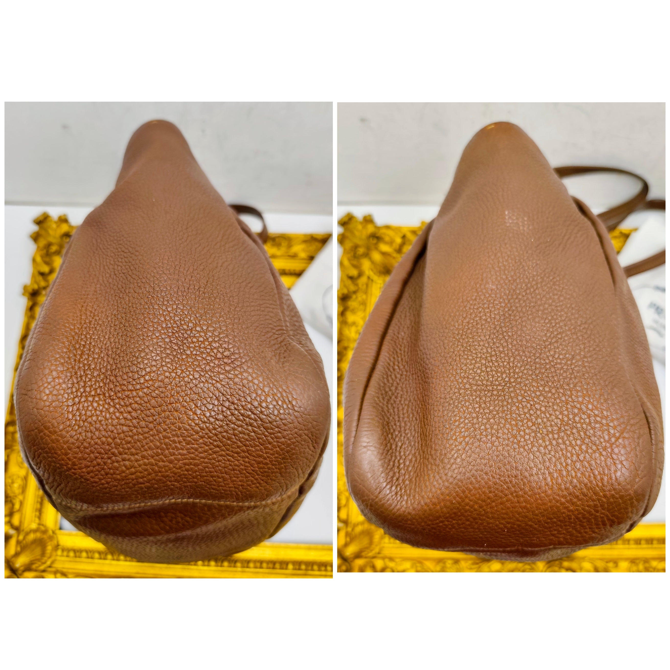 Prada - Borsa Shopping Spalla in Pelle Martellata Marrone